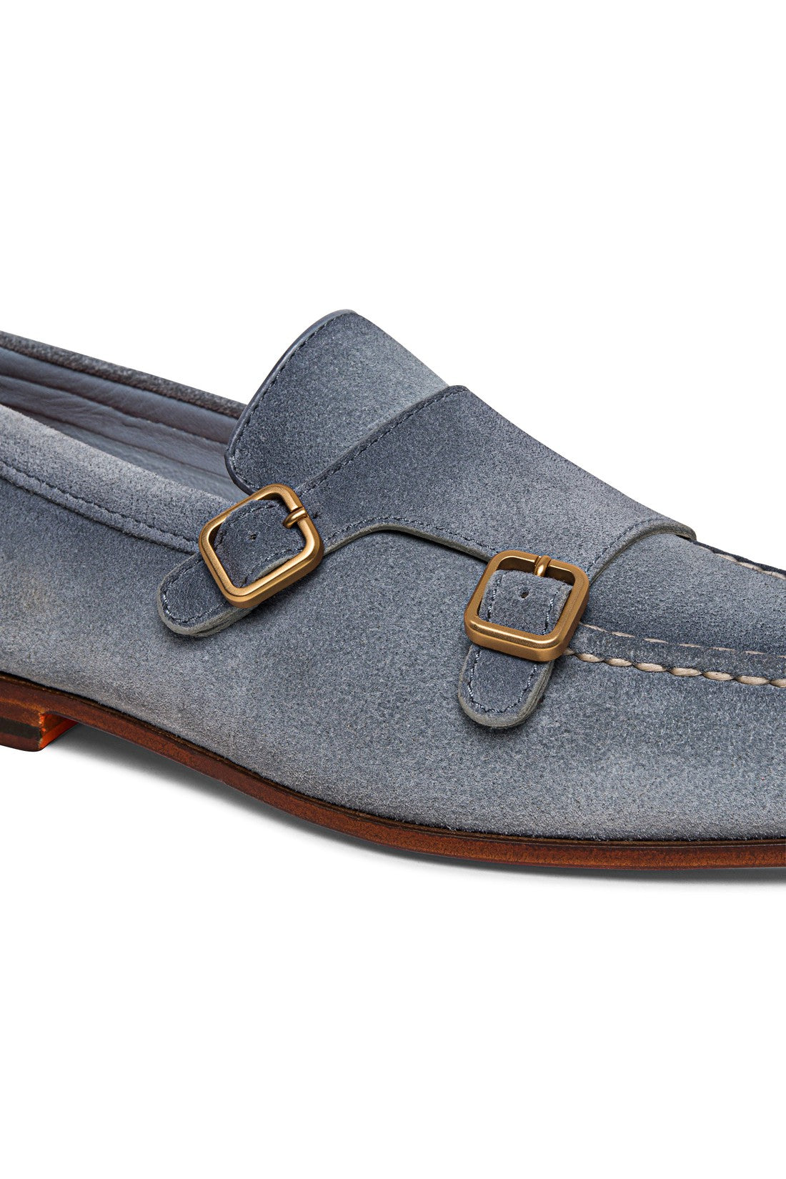 Men's light blue suede double-buckle loafer-Flache Schuhe-Santoni-IM-SALE-ARCHIVIST
