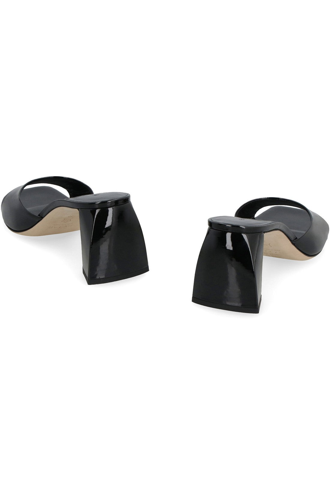 BY FAR-OUTLET-SALE-Romy patent leather mules-ARCHIVIST