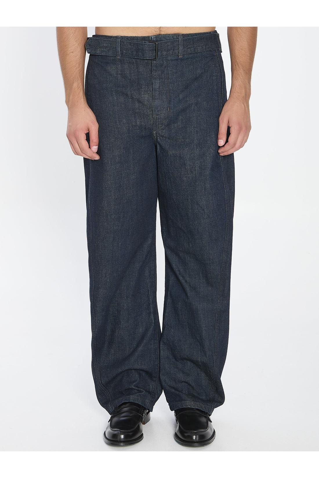 Lemaire OUTLET | Twisted belted pants in denim im SALE | ARCHIVIST