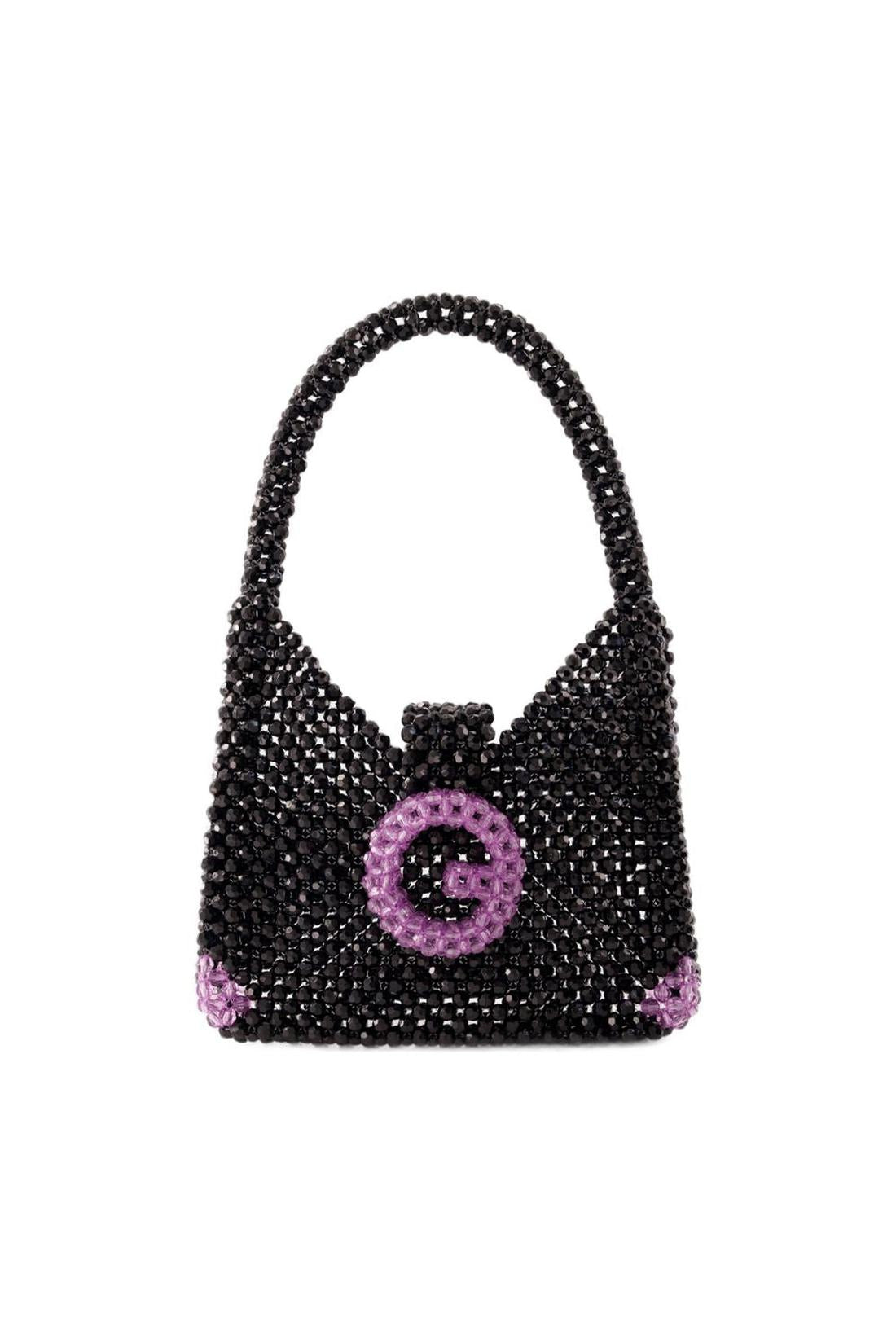 Hobo-Tasche mit Perlen - Germanier - Perlen - Schwarz