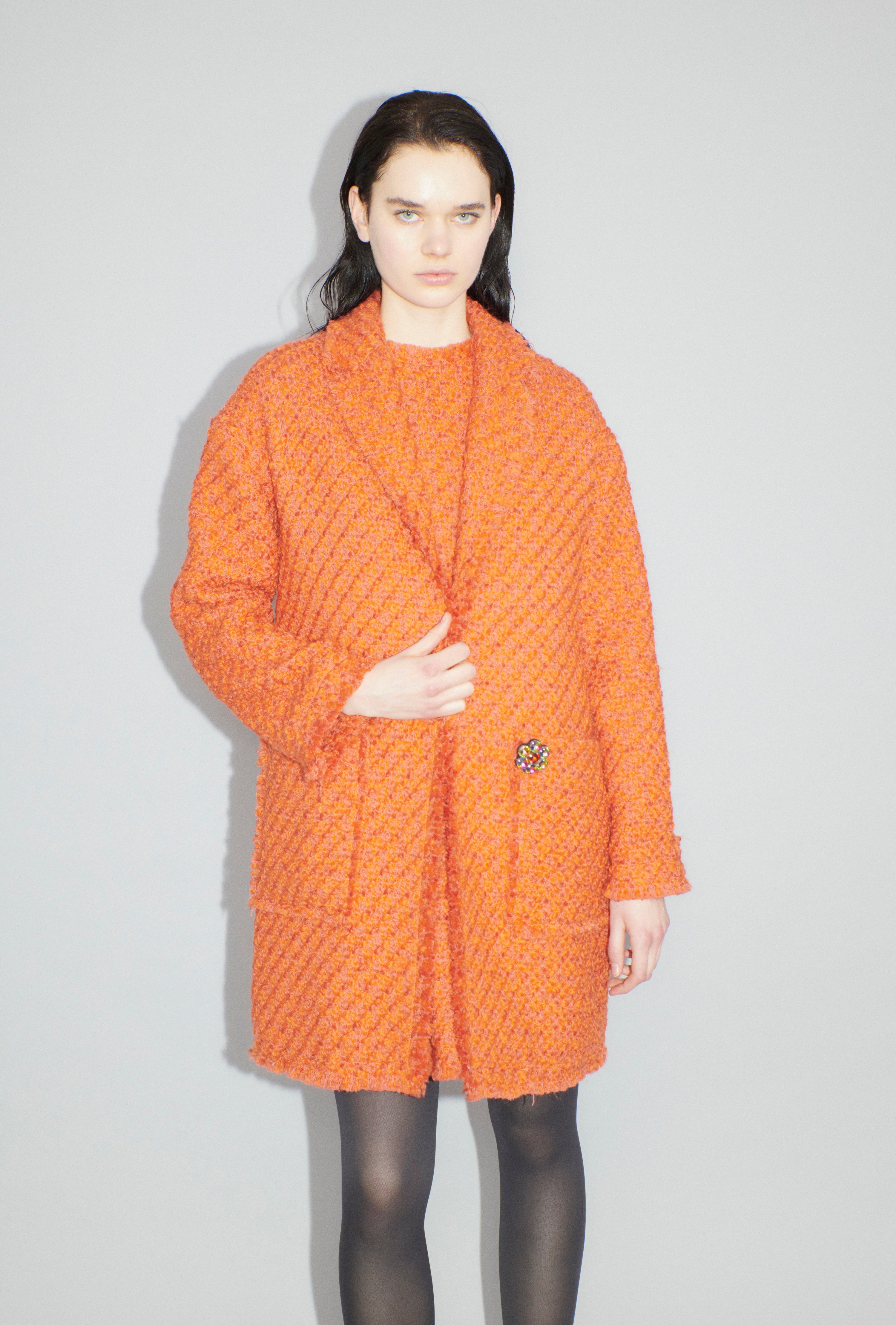 Bouclé tweed coat