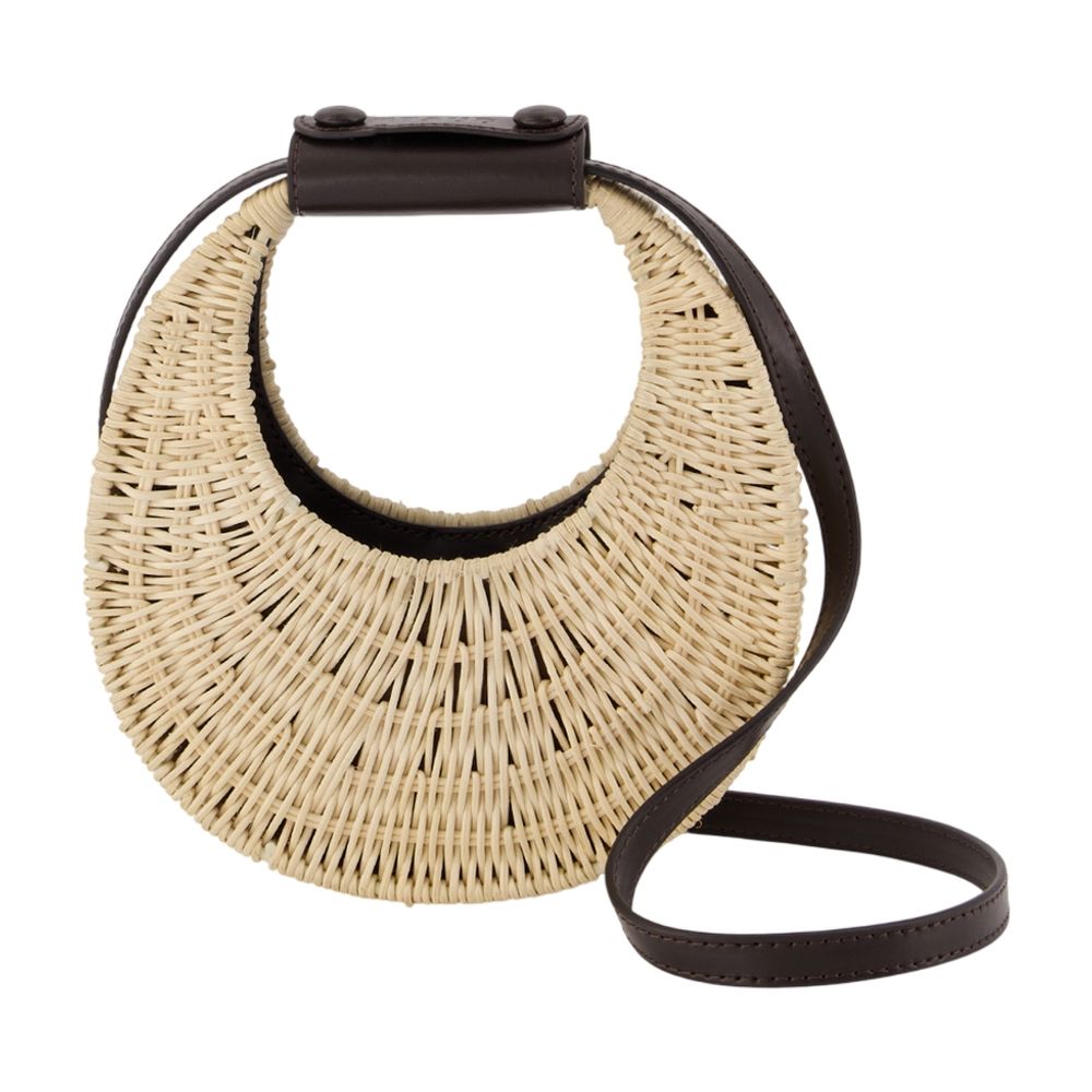 Handtasche „Good Night Moon“ aus Korbgeflecht – Staud – Bast – Elfenbein