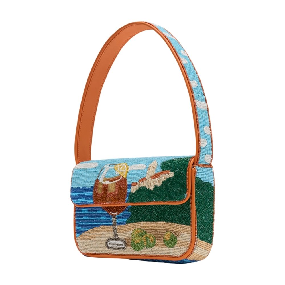 Tommy Beaded Umhängetasche – Staud – Kunstleder – Mehrfarbig
