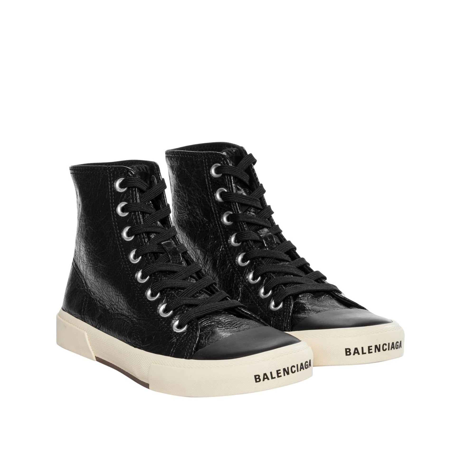 Balenciaga-Balenciaga Paris Leather Sneakers-WOMEN SHOES-Black-Deal-Outlet-by-ARCHIVIST