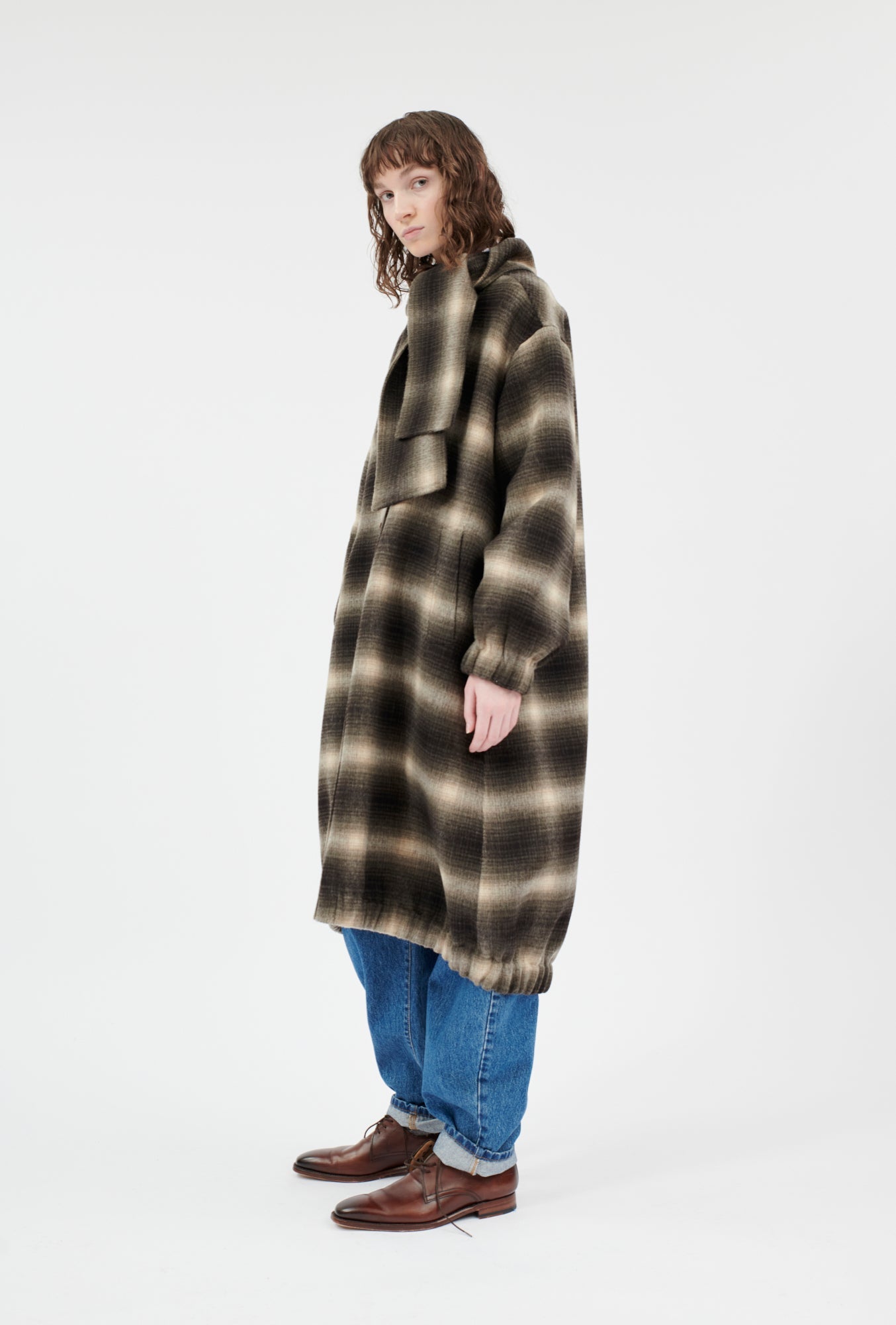 Shadow Check Double Face Mantel, Fango