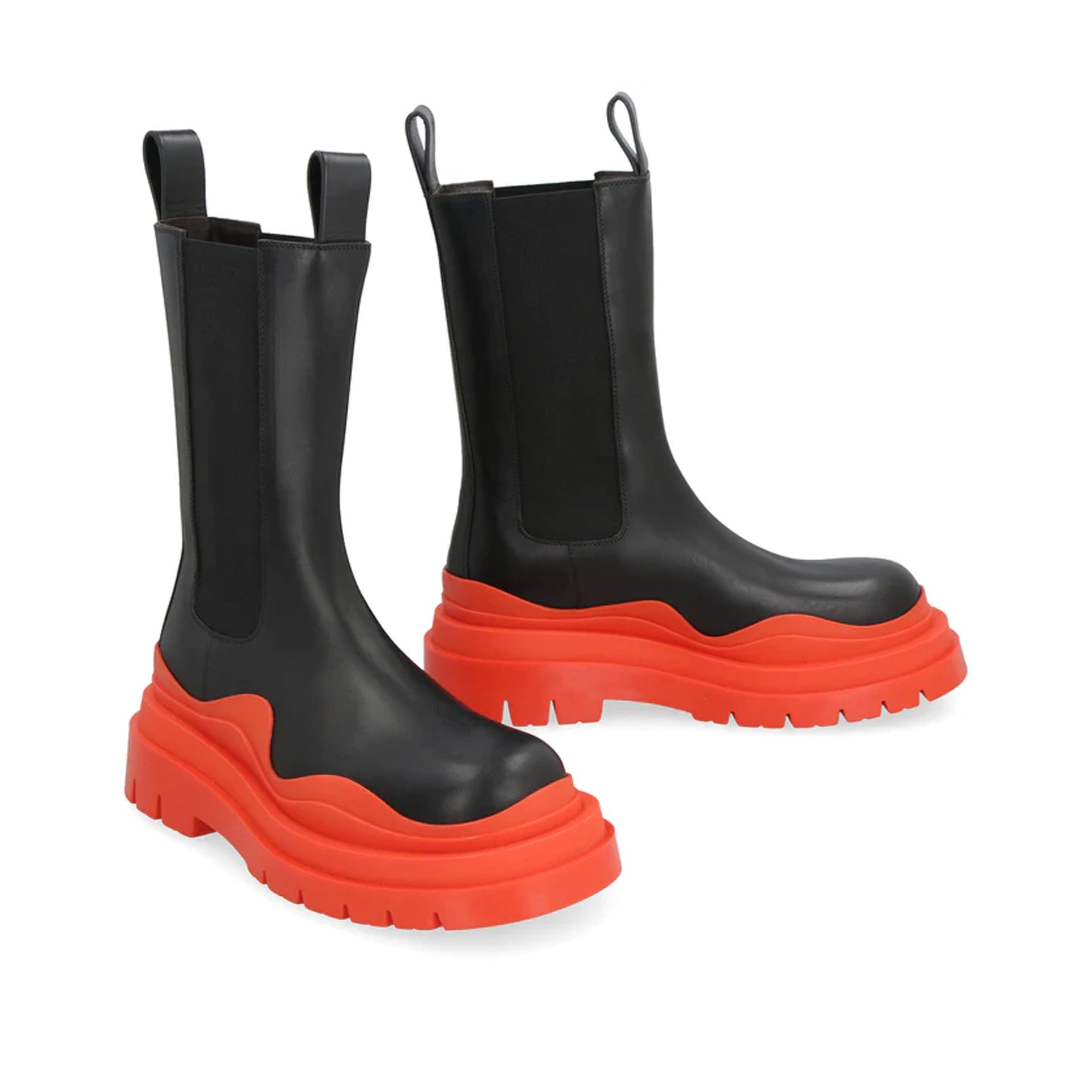 Bottega Veneta-Bottega Veneta Leather Tire Boots-WOMEN SHOES-Black-Deal-Outlet-by-ARCHIVIST