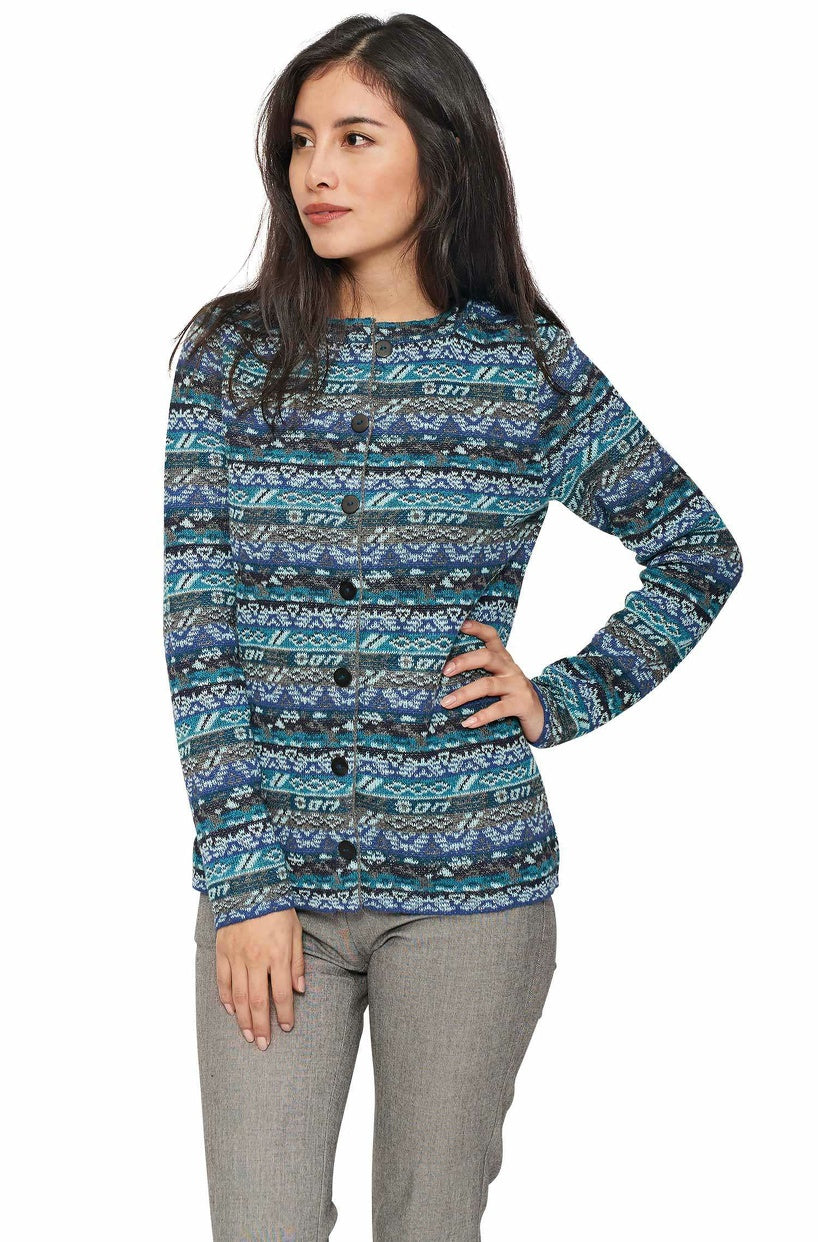 Verdancia-Apu Kuntur - Alpaka Strickjacke TAMIA – Jacquard-Cardigan aus 100% Baby Alpaka-Strickjacke-Black-Deal-Outlet-by-ARCHIVIST