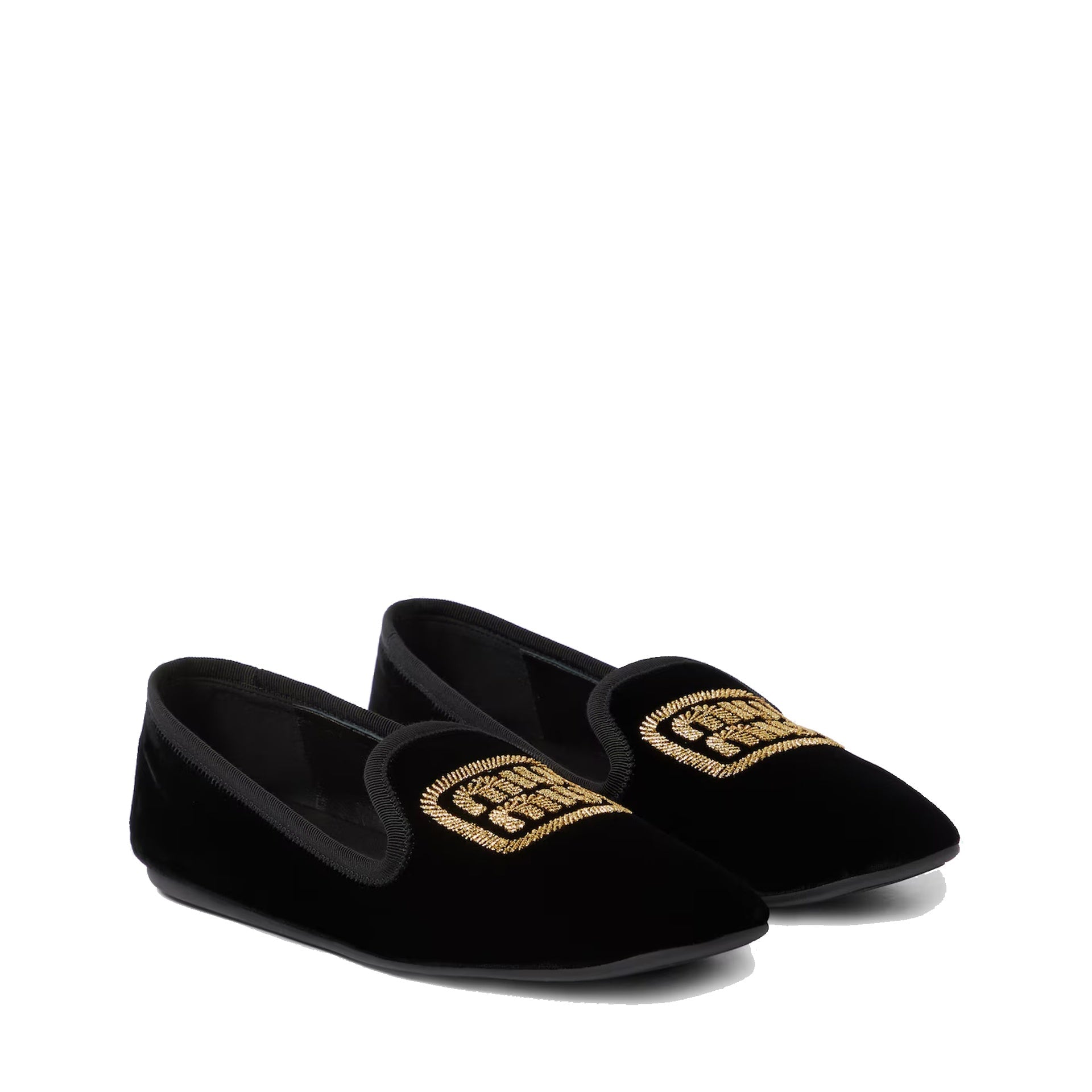 Miu Miu-Miu Miu Logo Velvet Flats-WOMEN SHOES-Black-Deal-Outlet-by-ARCHIVIST
