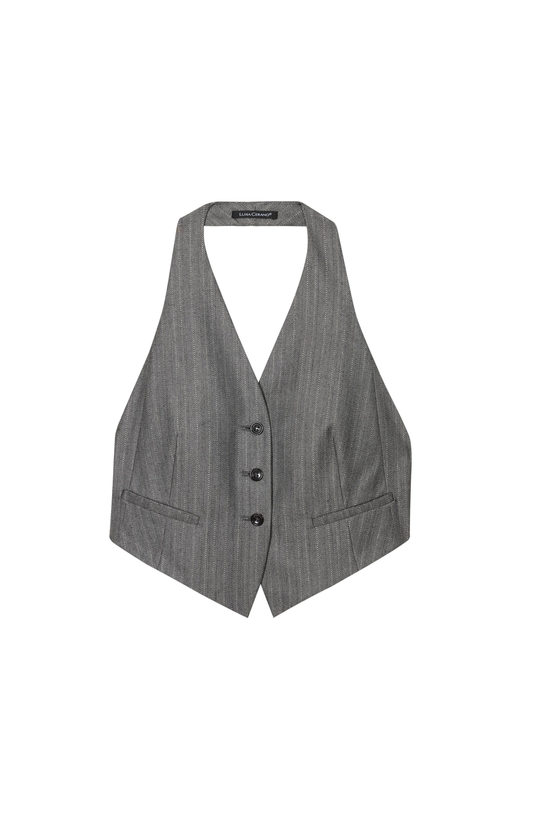 Fischgrat-Neckholderweste