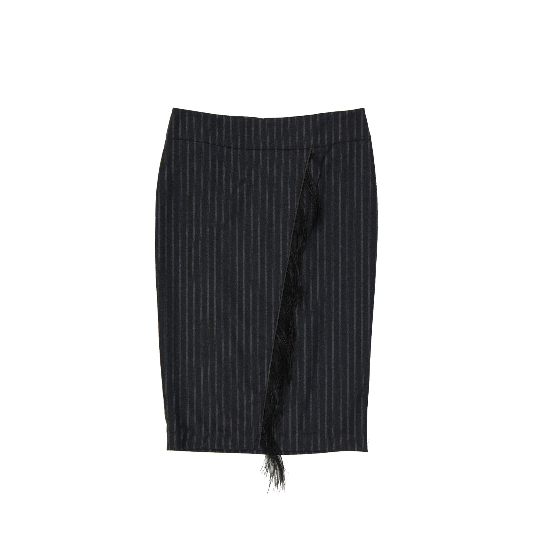 Brunello Cucinelli-Brunello Cucinelli Wool Striped Skirt-WOMEN CLOTHING-Black-Deal-Outlet-by-ARCHIVIST