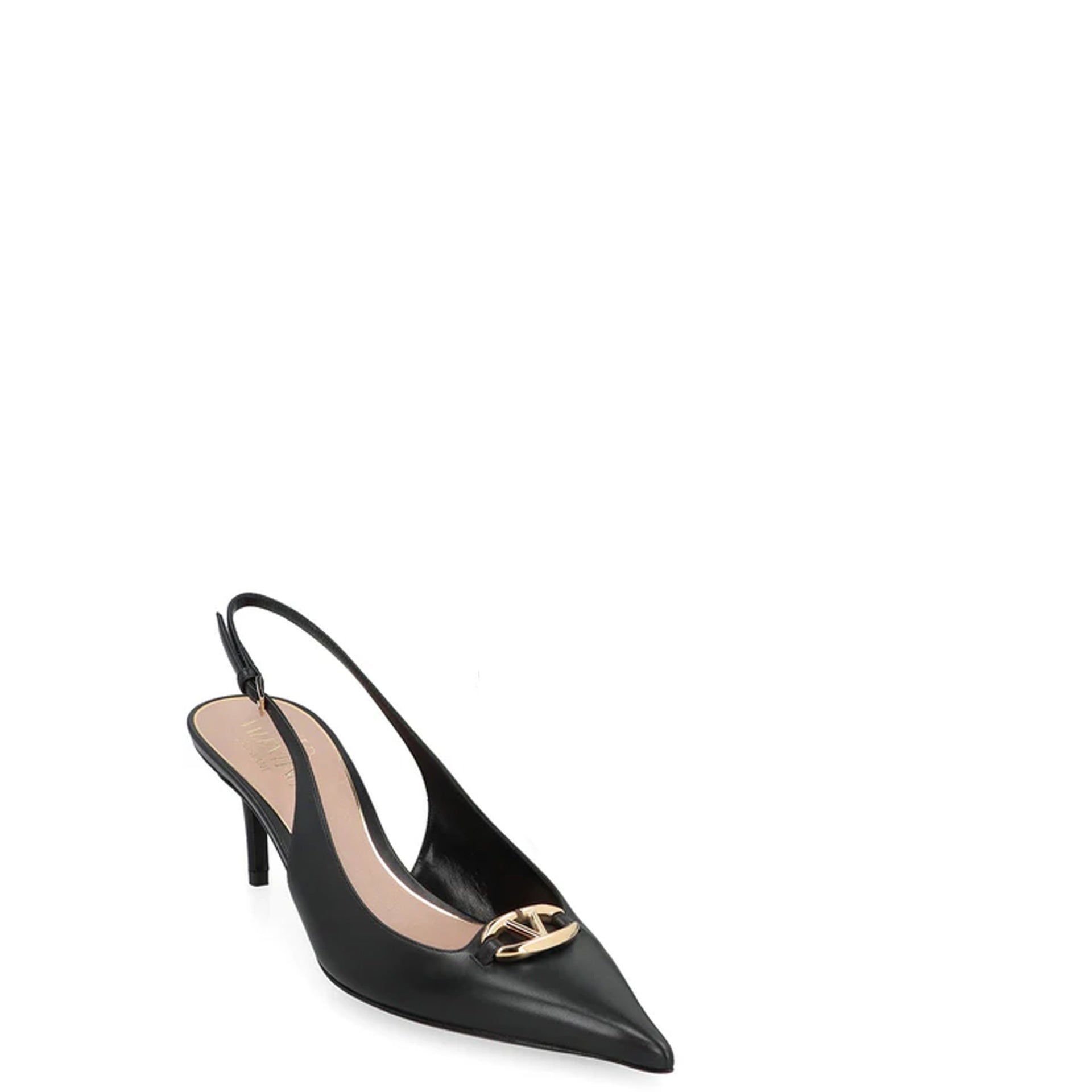 Valentino Garavani-Valentino Garavani Leather Slingback Pumps-WOMEN SHOES-Black-Deal-Outlet-by-ARCHIVIST