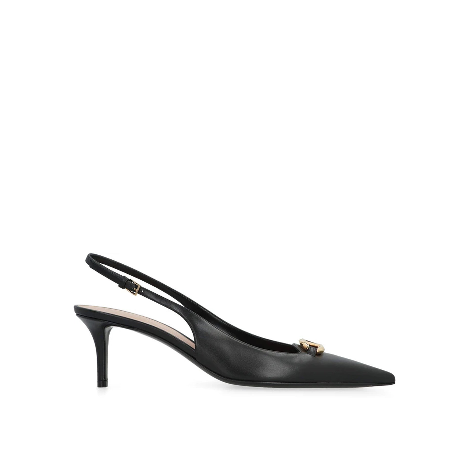 Valentino Garavani-Valentino Garavani Leather Slingback Pumps-WOMEN SHOES-Black-Deal-Outlet-by-ARCHIVIST