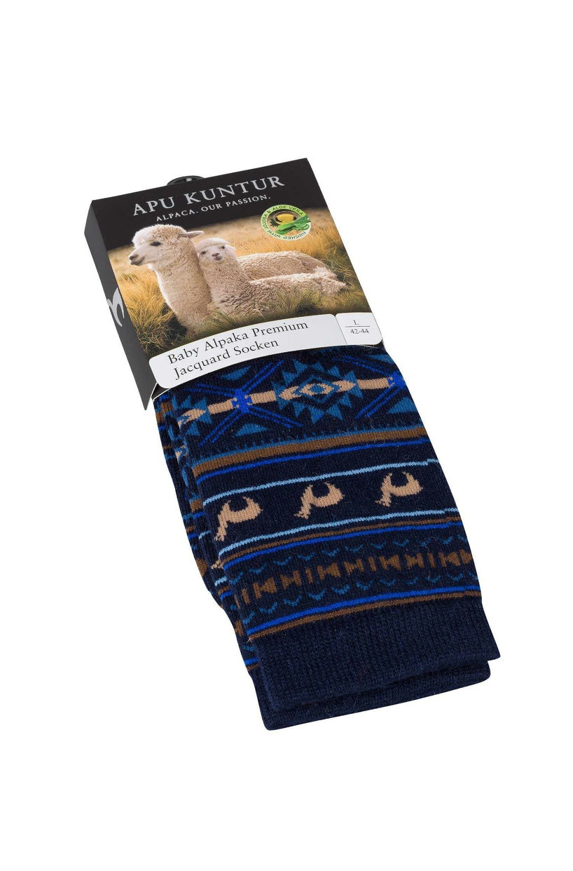 Verdancia-Apu Kuntur - Alpaka Jacquard Socken - Alpaka-Mix-Socken-Black-Deal-Outlet-by-ARCHIVIST