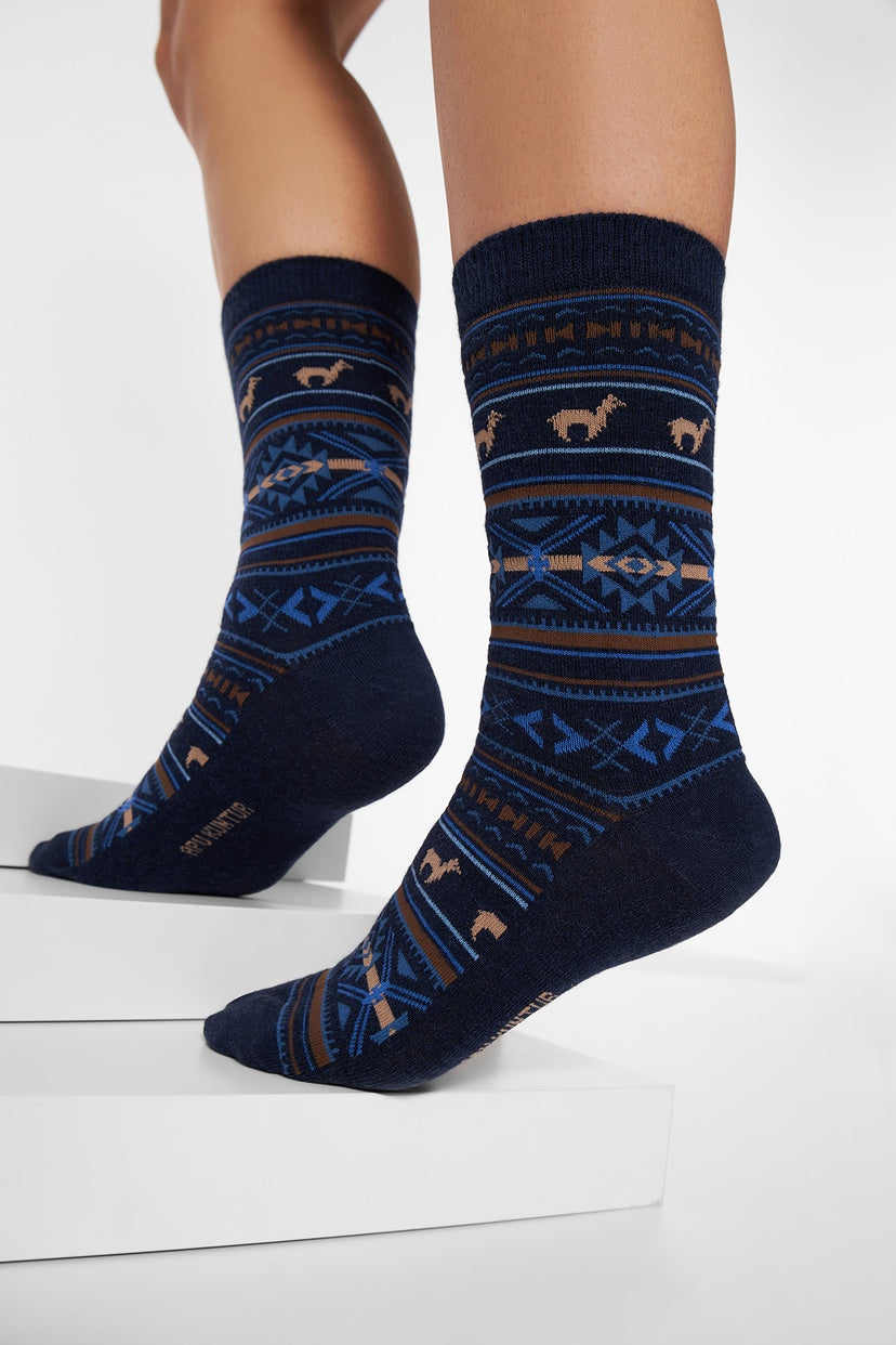 Verdancia-Apu Kuntur - Alpaka Jacquard Socken - Alpaka-Mix-Socken-Black-Deal-Outlet-by-ARCHIVIST