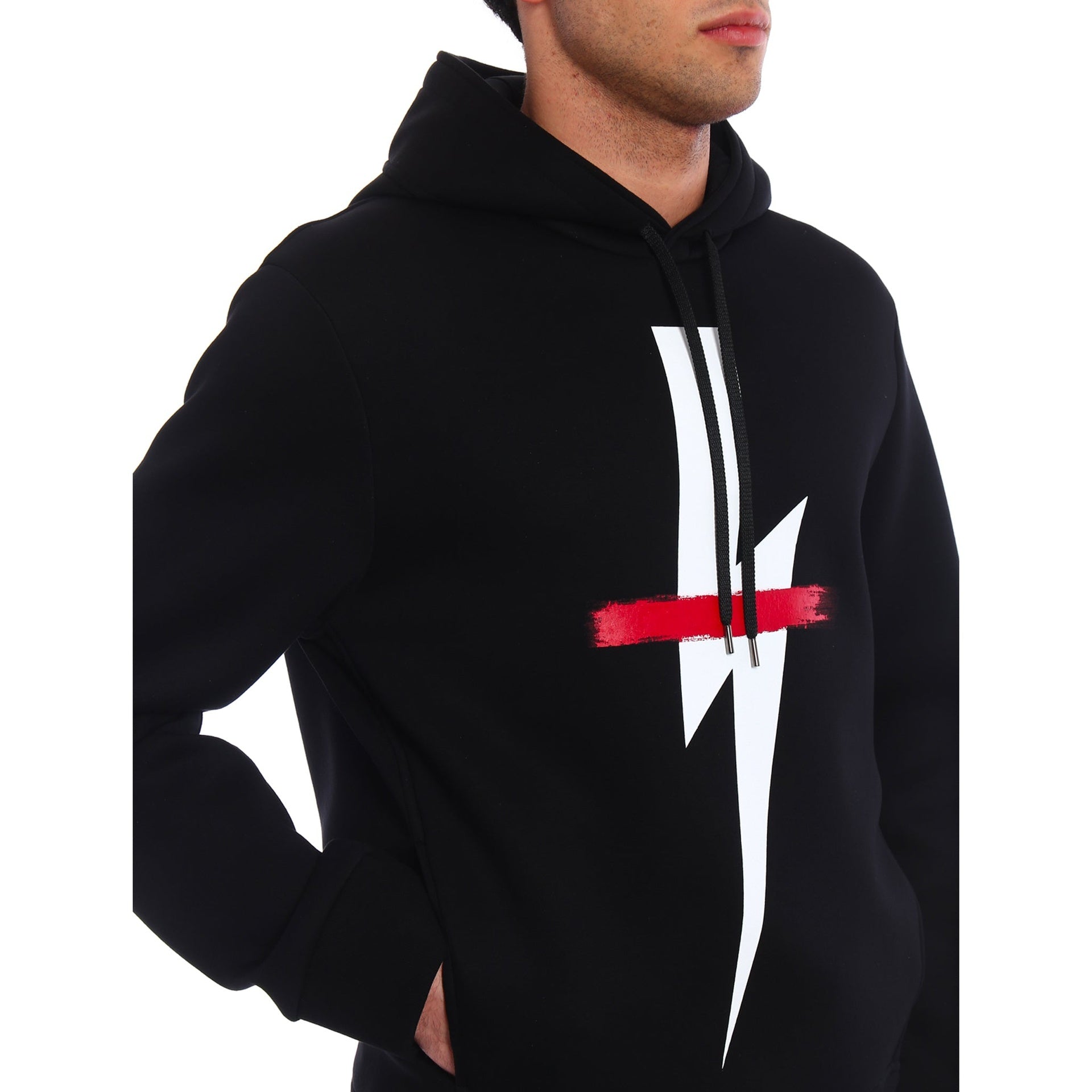 Neil Barrett-Neil Barrett Logo Hooded Sweatshirt-MEN CLOTHING-Black-Deal-Outlet-by-ARCHIVIST
