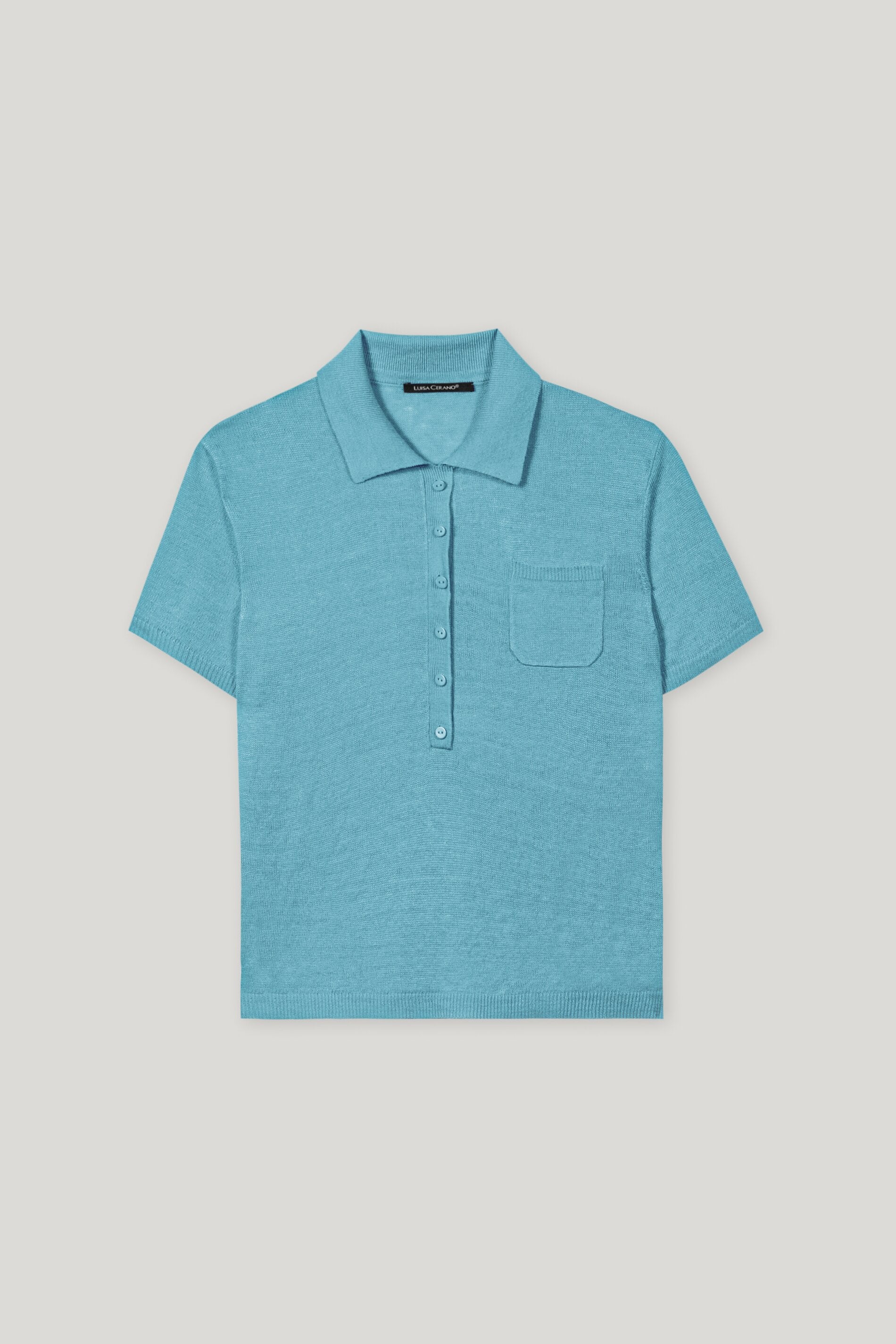 Leinen-Polo mit Knopfleiste