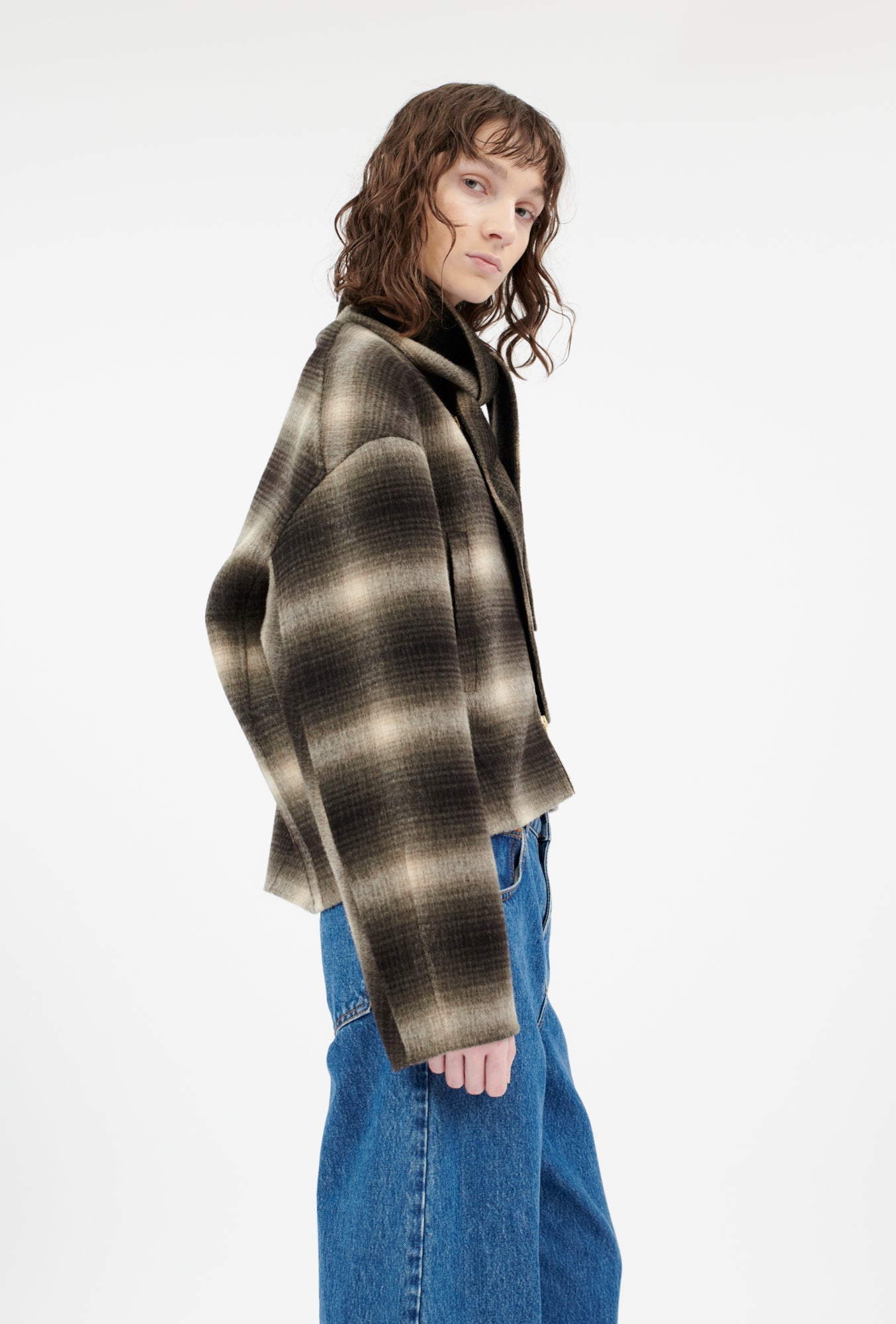 Shadow Check Double Face Jacke, Fango