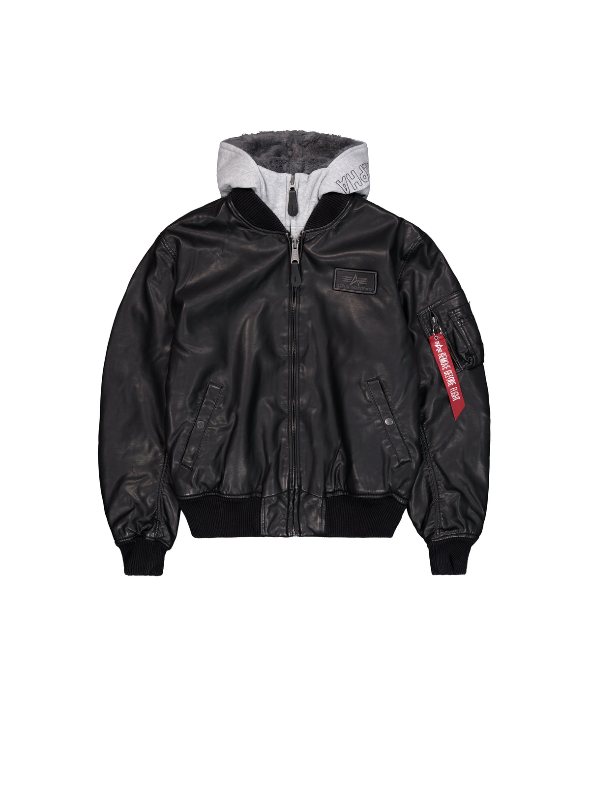 MA-1 D-Tec Faux Leather Slim Bomber Jacket