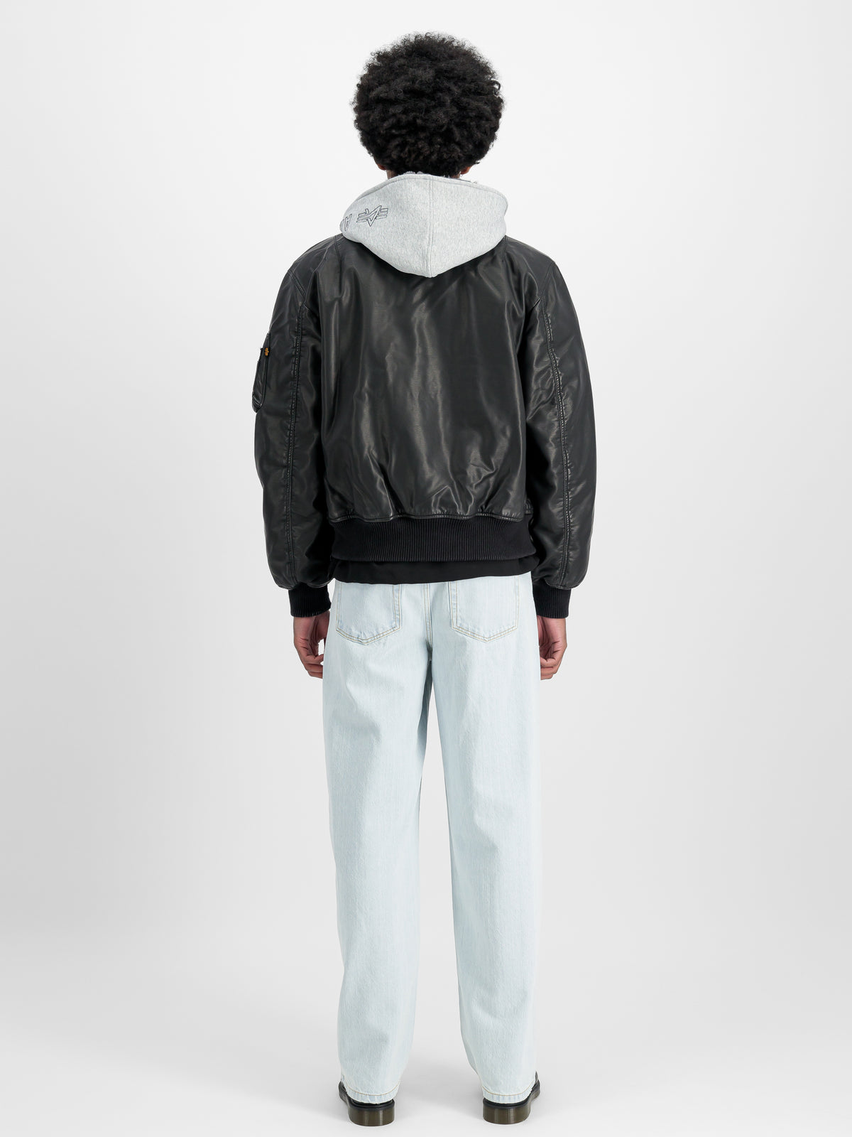 MA-1 D-Tec Faux Leather Slim Bomber Jacket