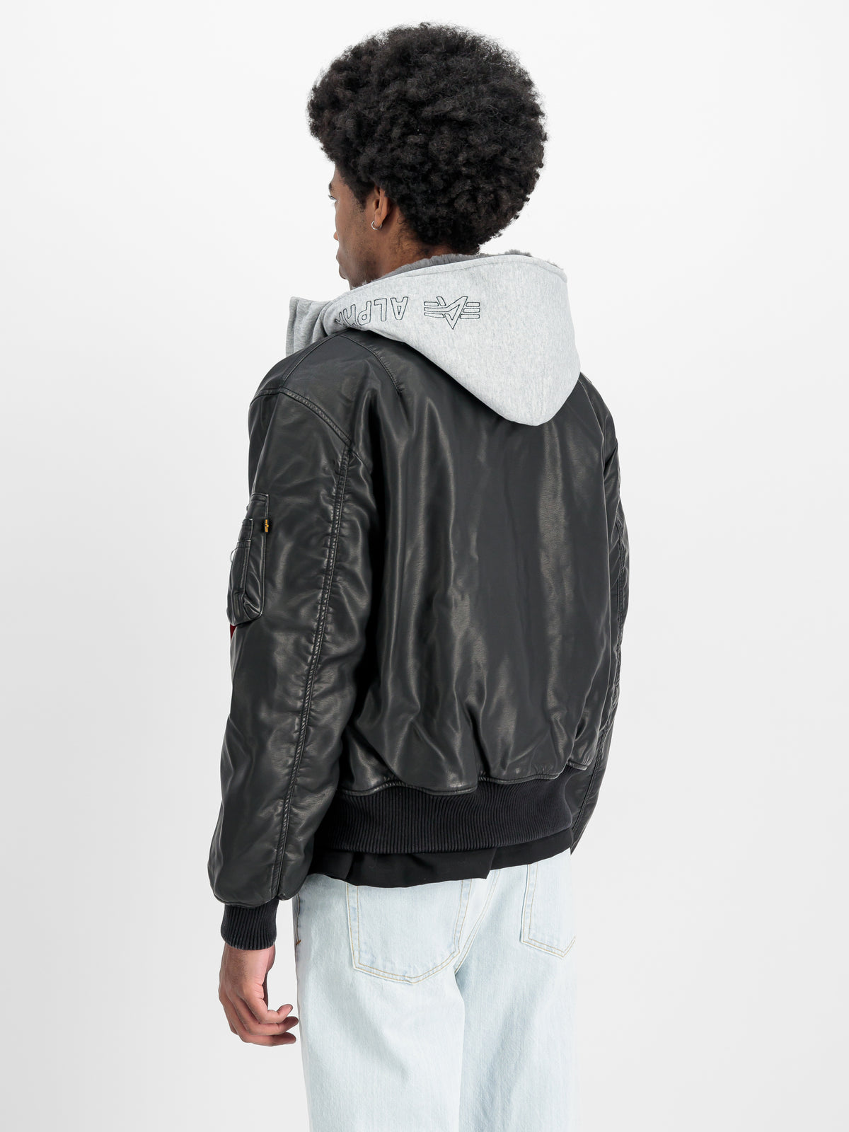 MA-1 D-Tec Faux Leather Slim Bomber Jacket