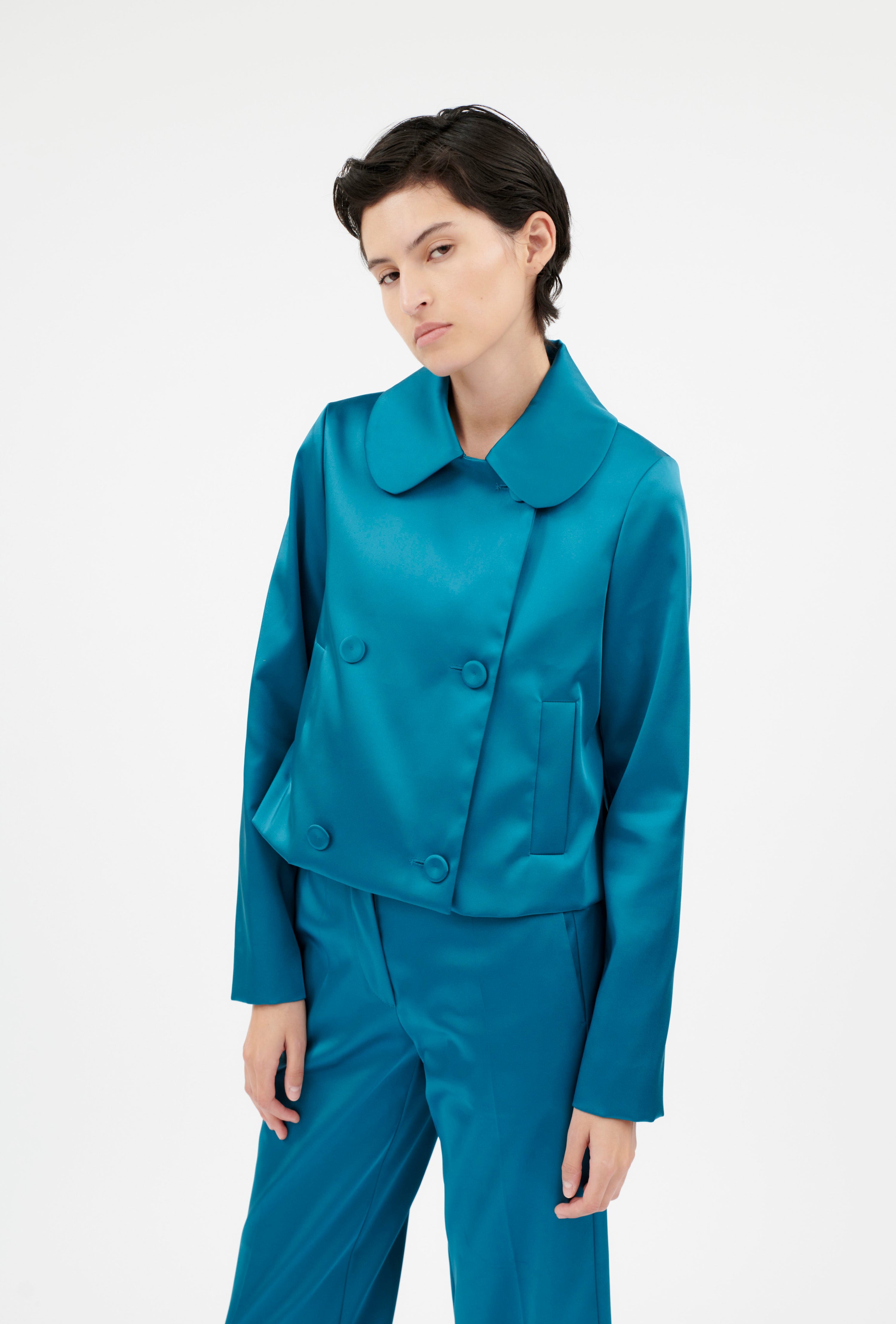 Stretch Duchesse Jacke, Peacock-Jacken & Mäntel-Odeeh-OUTLET-34-Peacock-ARCHIVIST-ARCHIVE-SALE