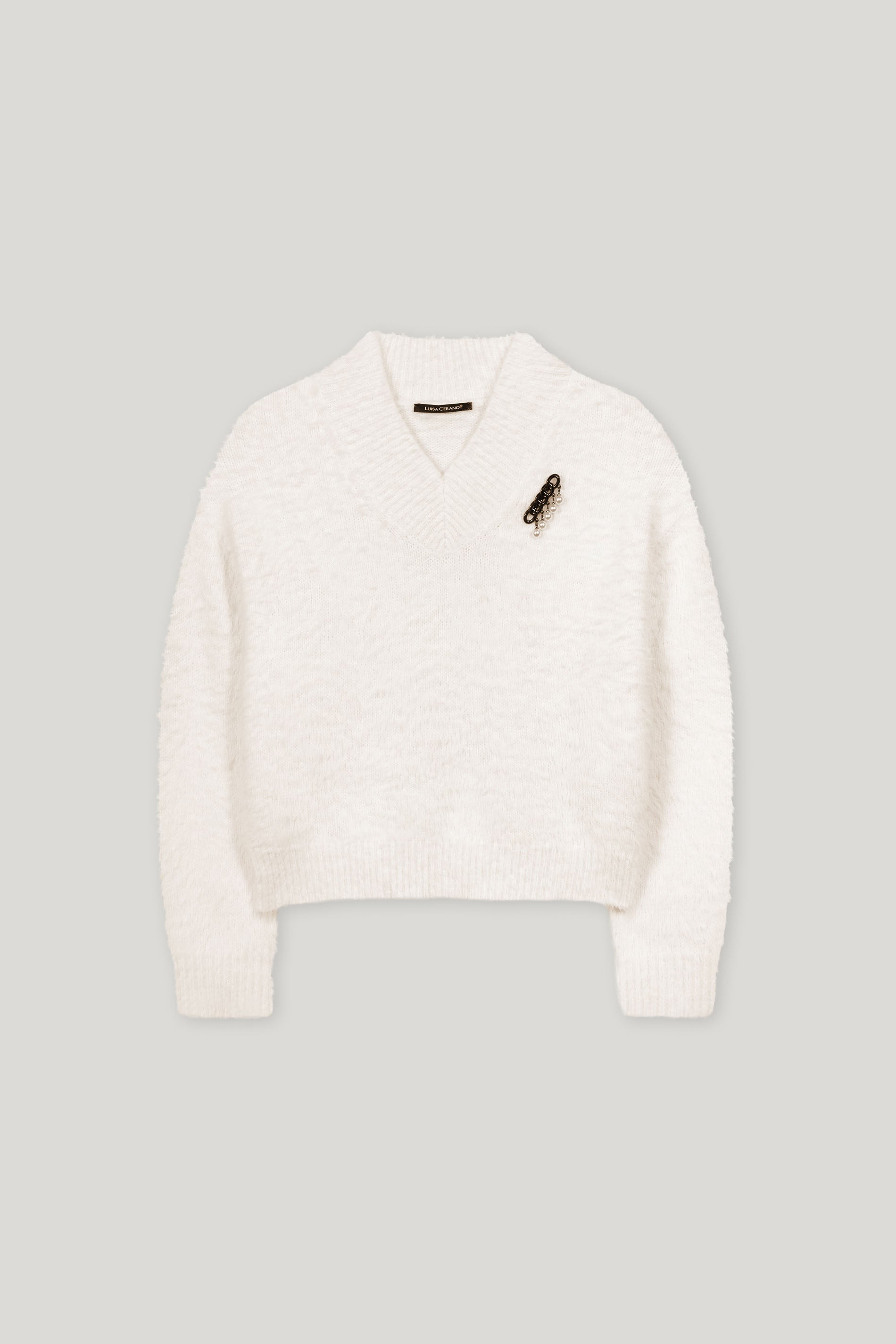 V-Pullover aus Woll-Mix