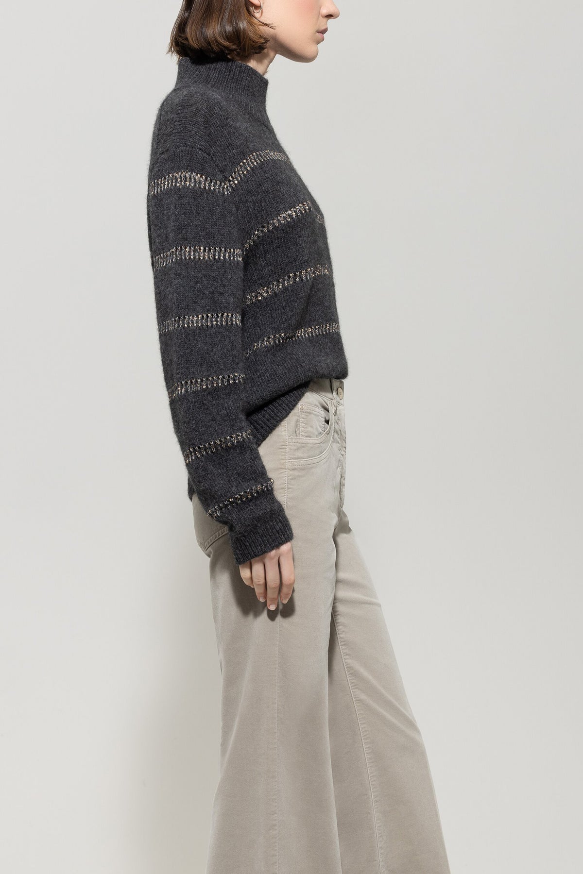 Streifen-Pulli aus Alpaka-Mix