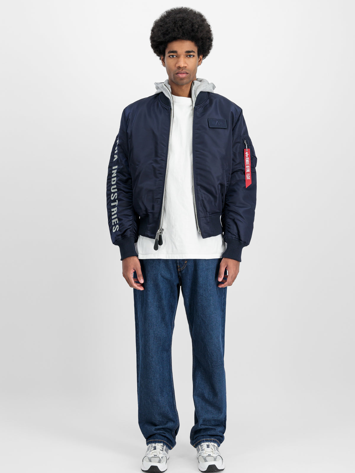 MA-1 D-Tec Sleeve Embroidery Slim Bomber Jacket