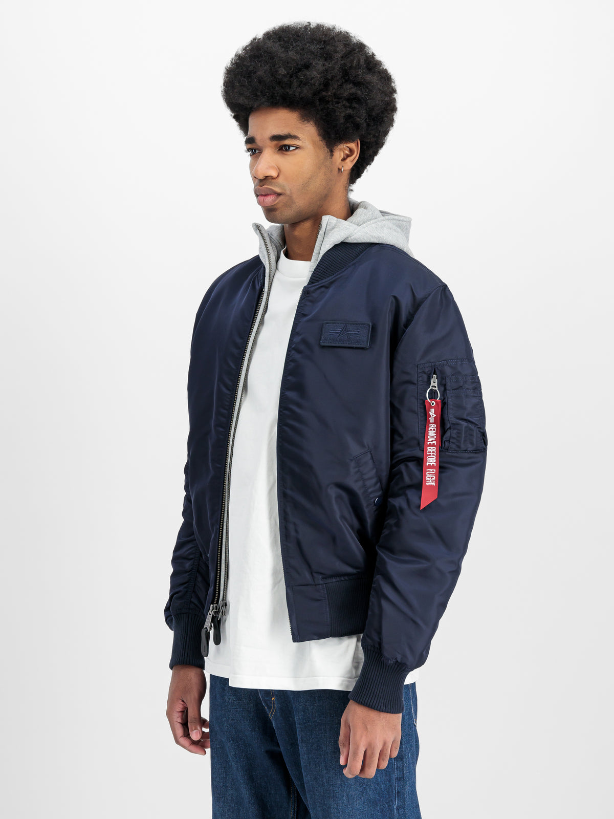 MA-1 D-Tec Sleeve Embroidery Slim Bomber Jacket