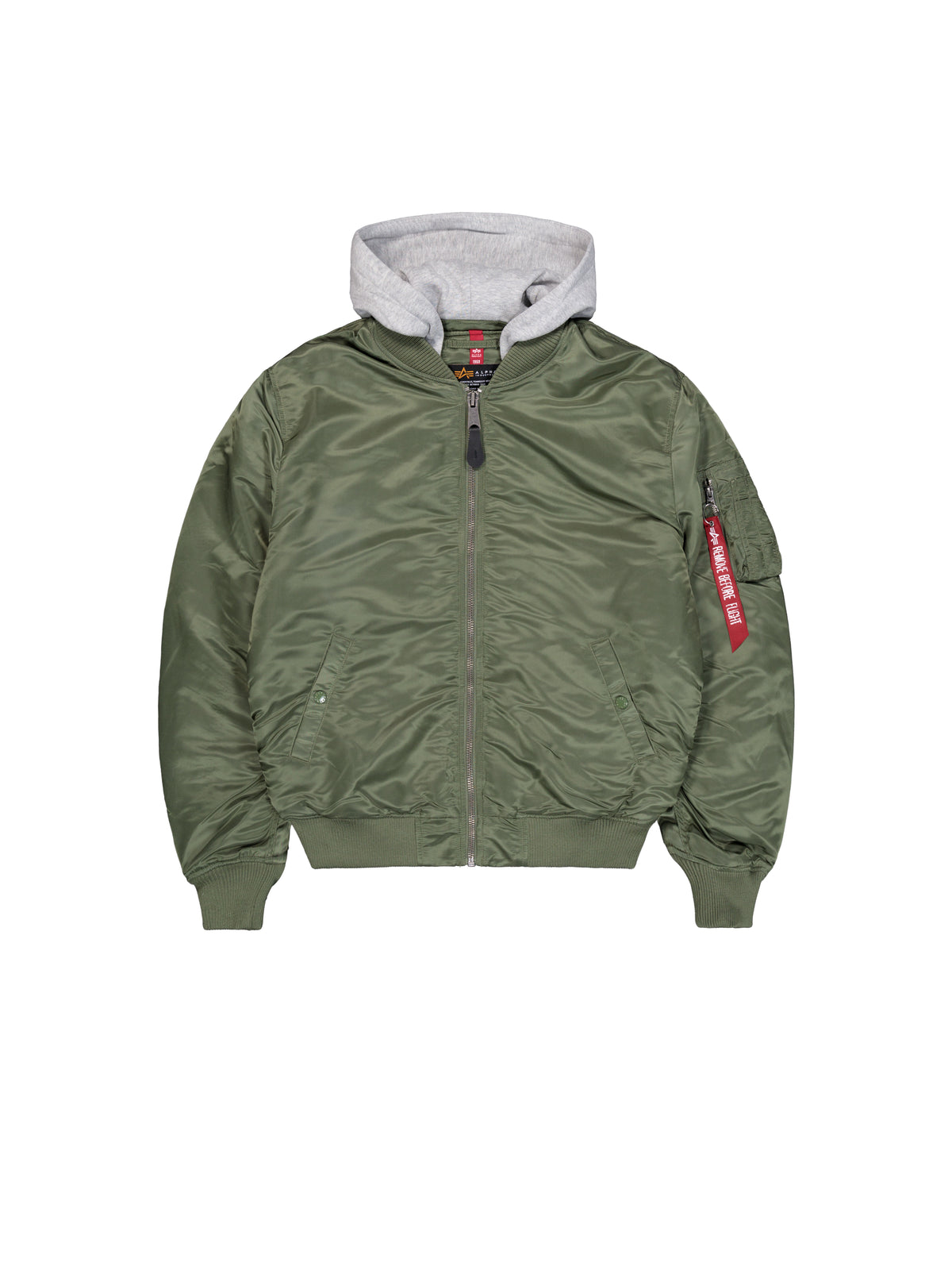 MA-1 Zip Hood Back Embroidery Bomber Jacket