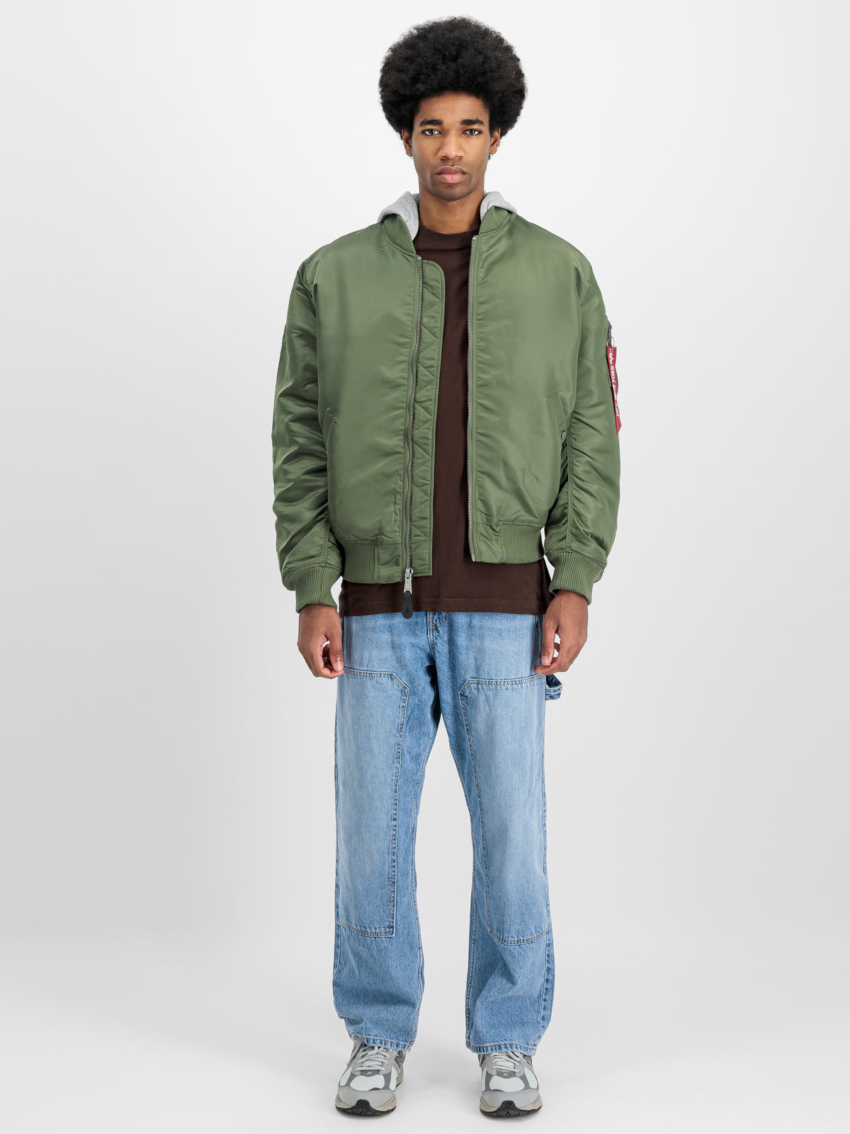 MA-1 Zip Hood Back Embroidery Bomber Jacket