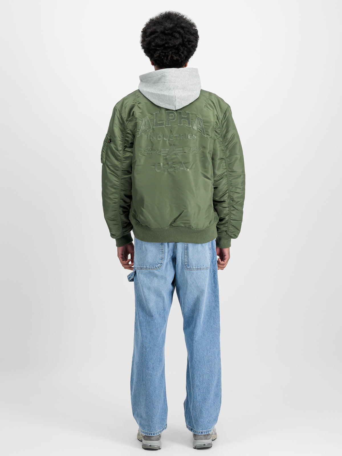 MA-1 Zip Hood Back Embroidery Bomber Jacket