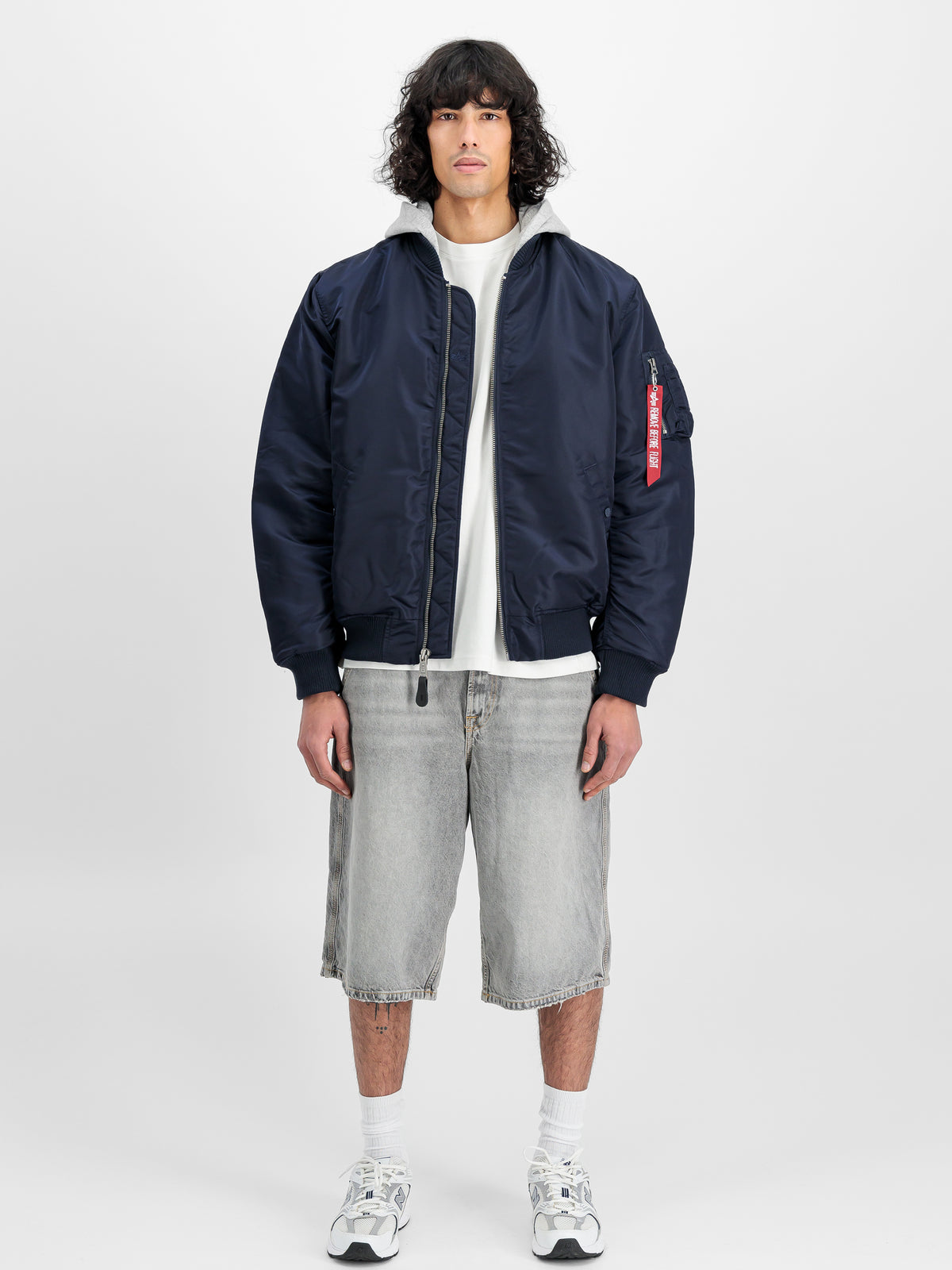 MA-1 Zip Hood Back Embroidery Bomber Jacket