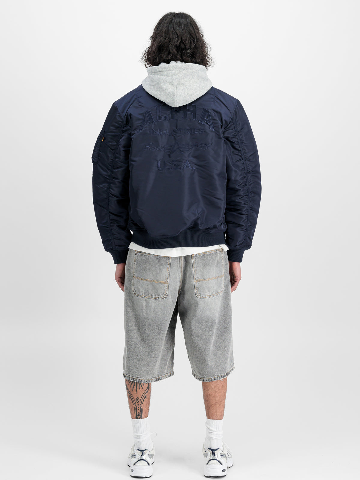 MA-1 Zip Hood Back Embroidery Bomber Jacket