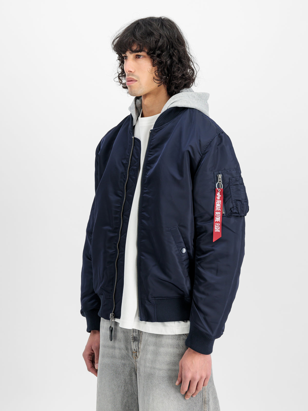MA-1 Zip Hood Back Embroidery Bomber Jacket
