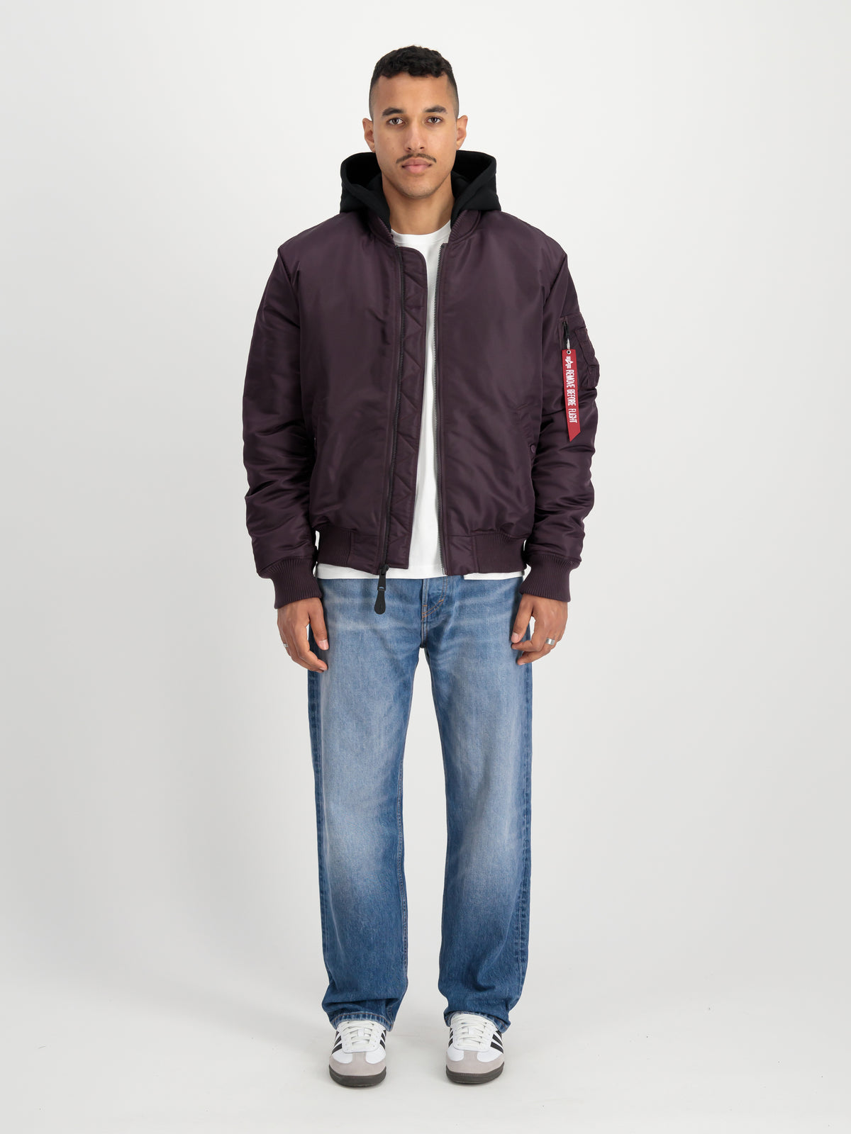 MA-1 Zip Hood Back Embroidery Bomber Jacket