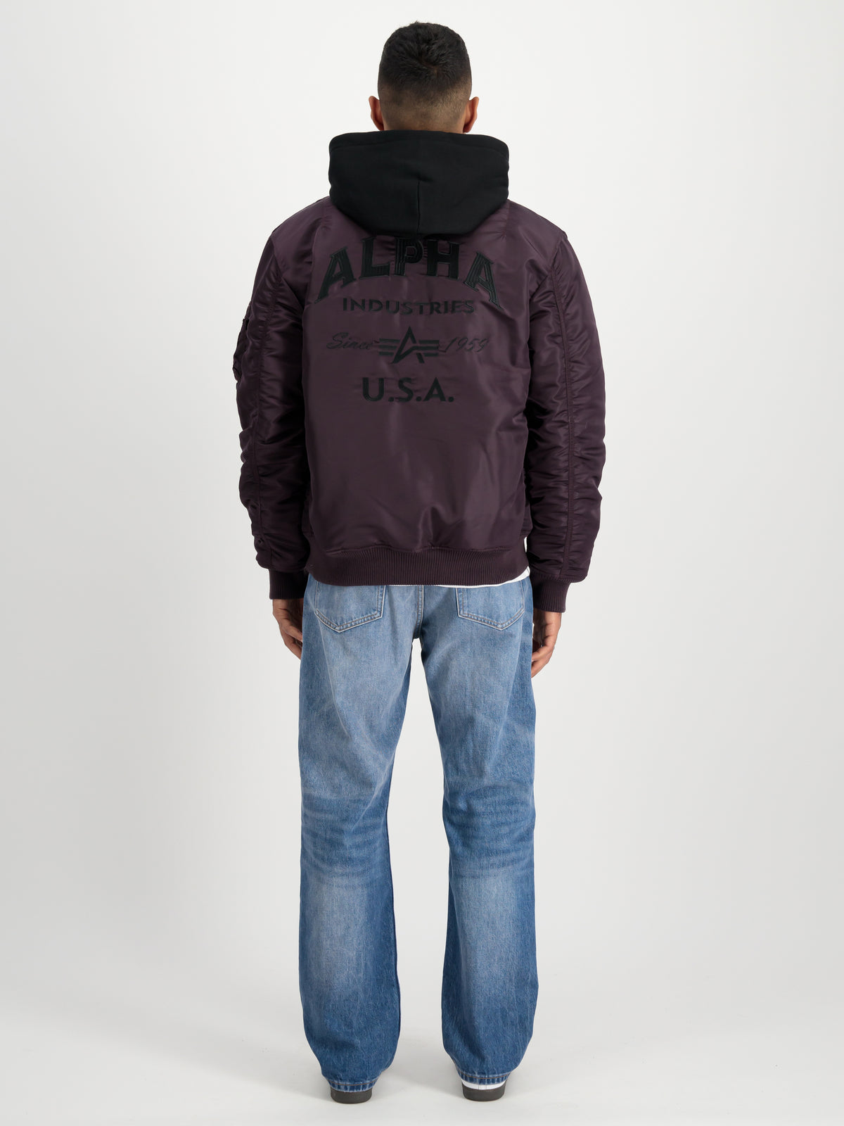 MA-1 Zip Hood Back Embroidery Bomber Jacket