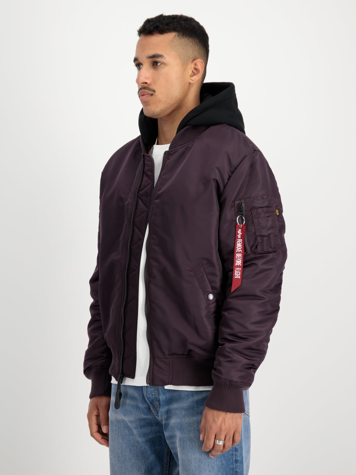 MA-1 Zip Hood Back Embroidery Bomber Jacket
