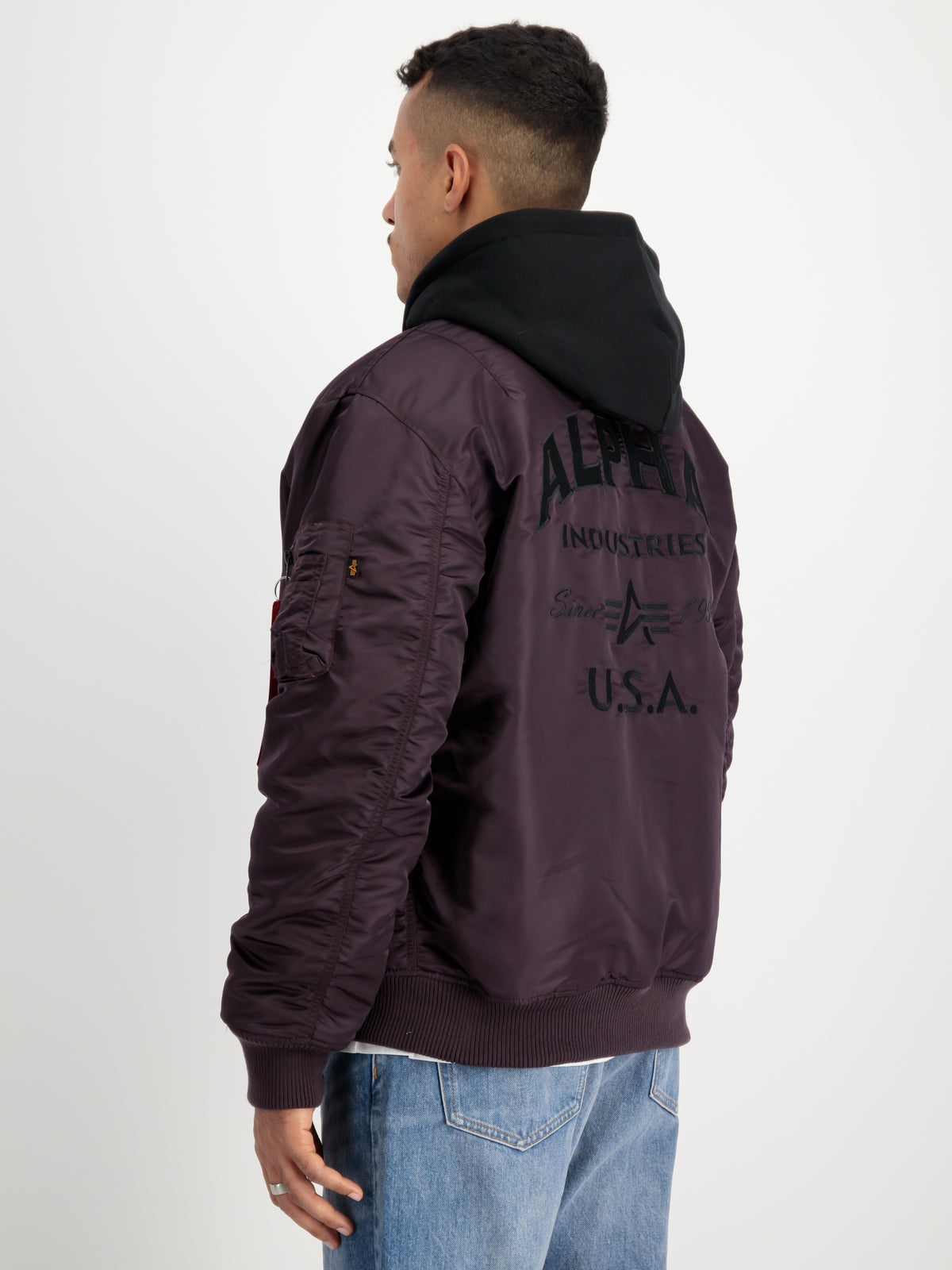 MA-1 Zip Hood Back Embroidery Bomber Jacket