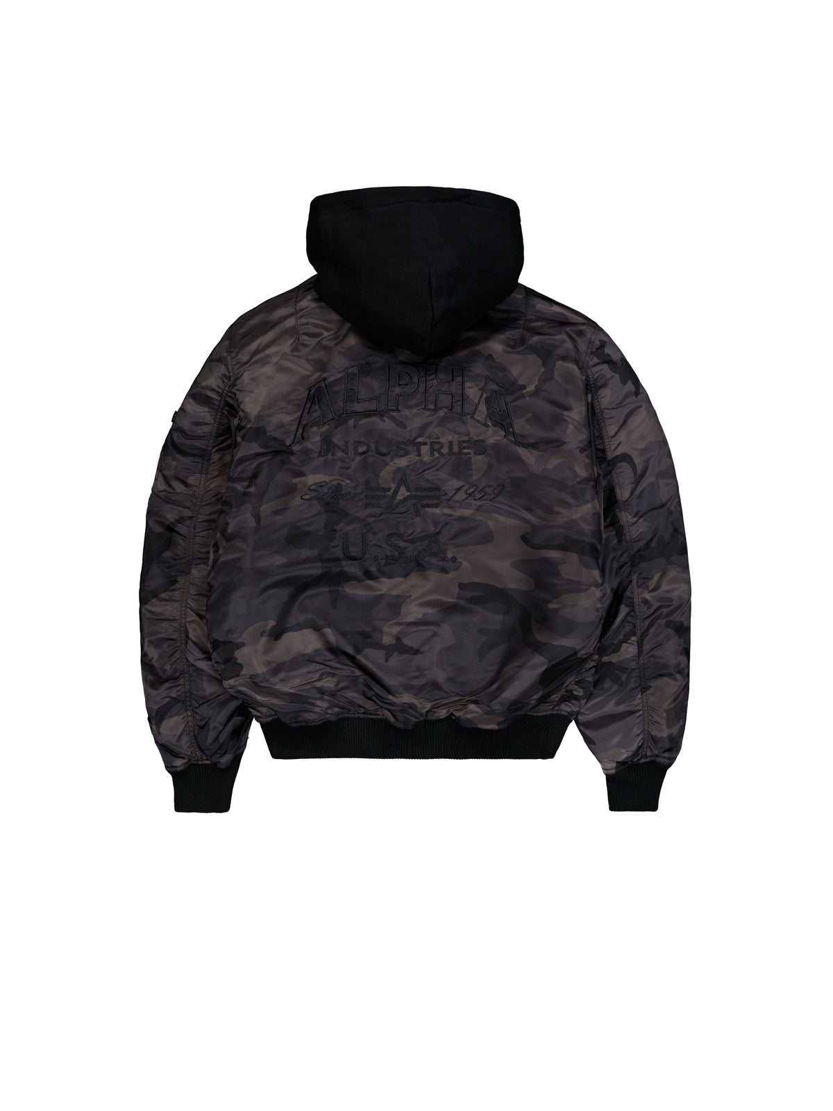 MA-1 Zip Hood Back Embroidery Camo Bomber Jacket