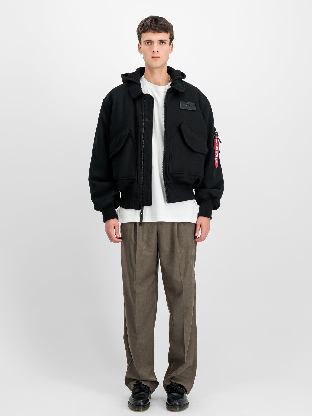 CWU Zip Hood Wool Bomber Jacket