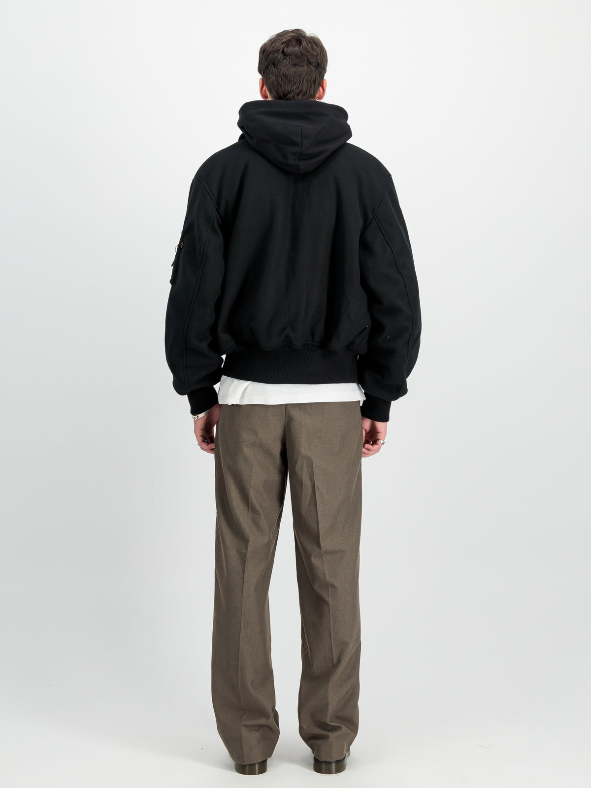 CWU Zip Hood Wool Bomber Jacket