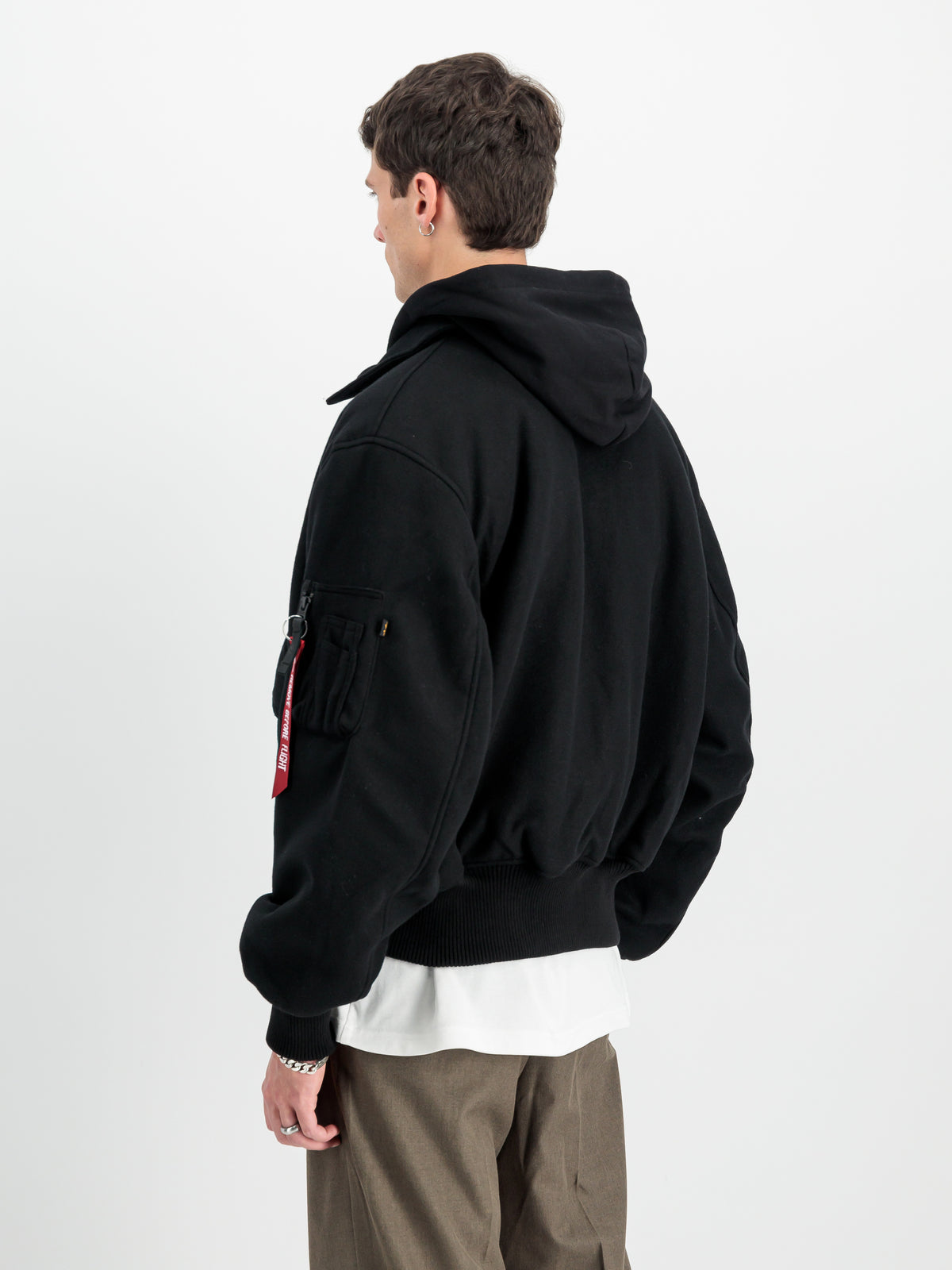 CWU Zip Hood Wool Bomber Jacket
