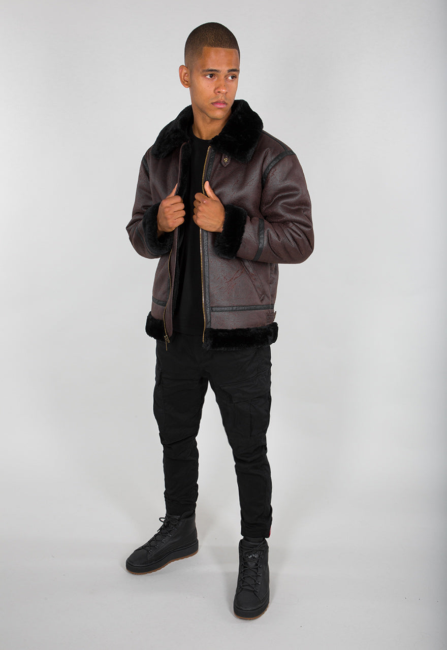 B-3 Faux Leather Bomber Jacket