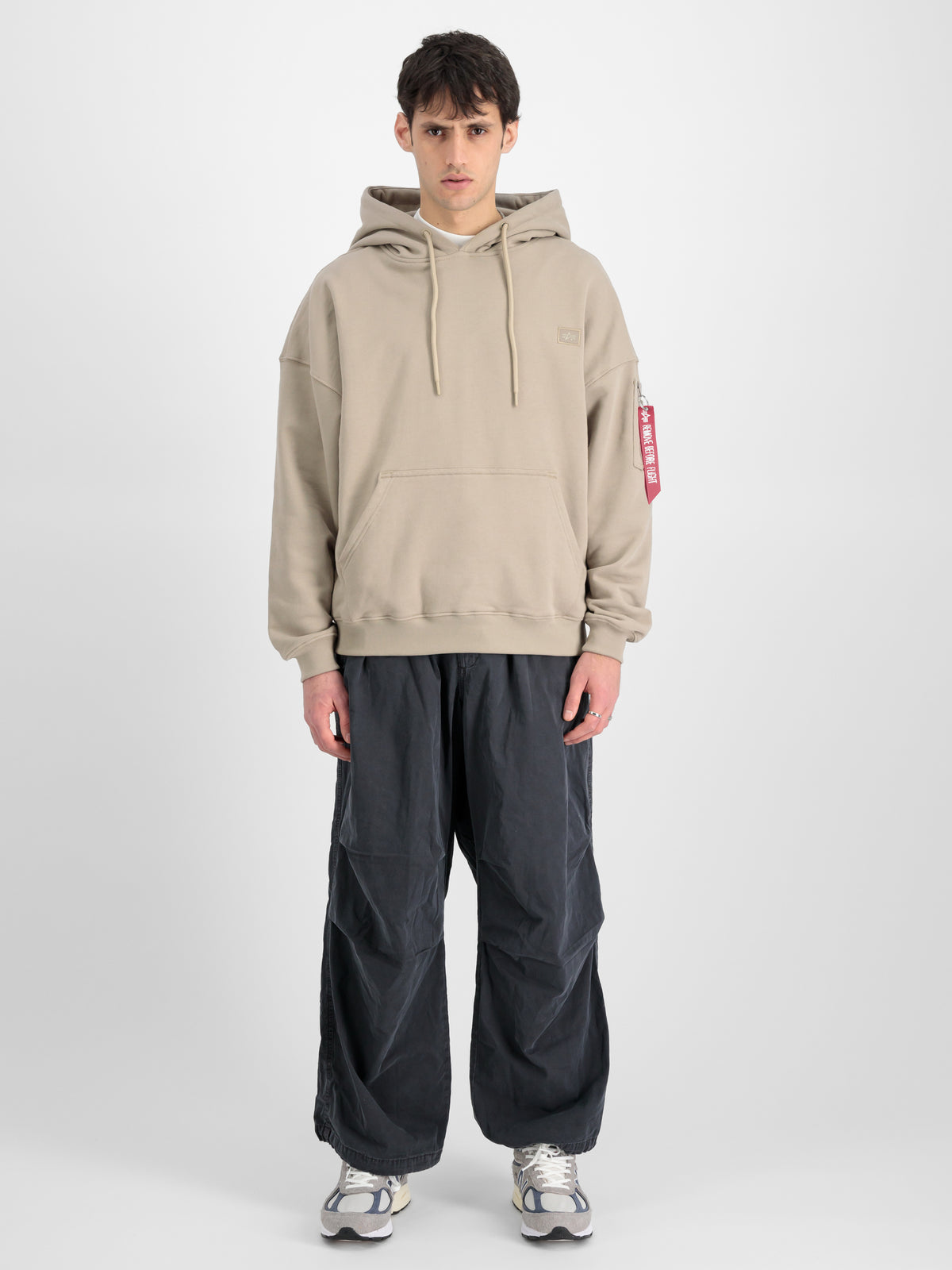 Alpha Essentials Rubber Logo Oversized Hoodie