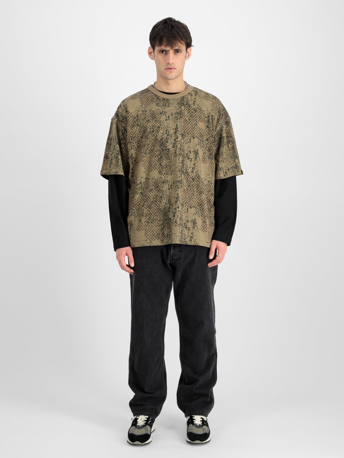 Alpha Essentials Rubber Logo Camo Oversized T-Shirt