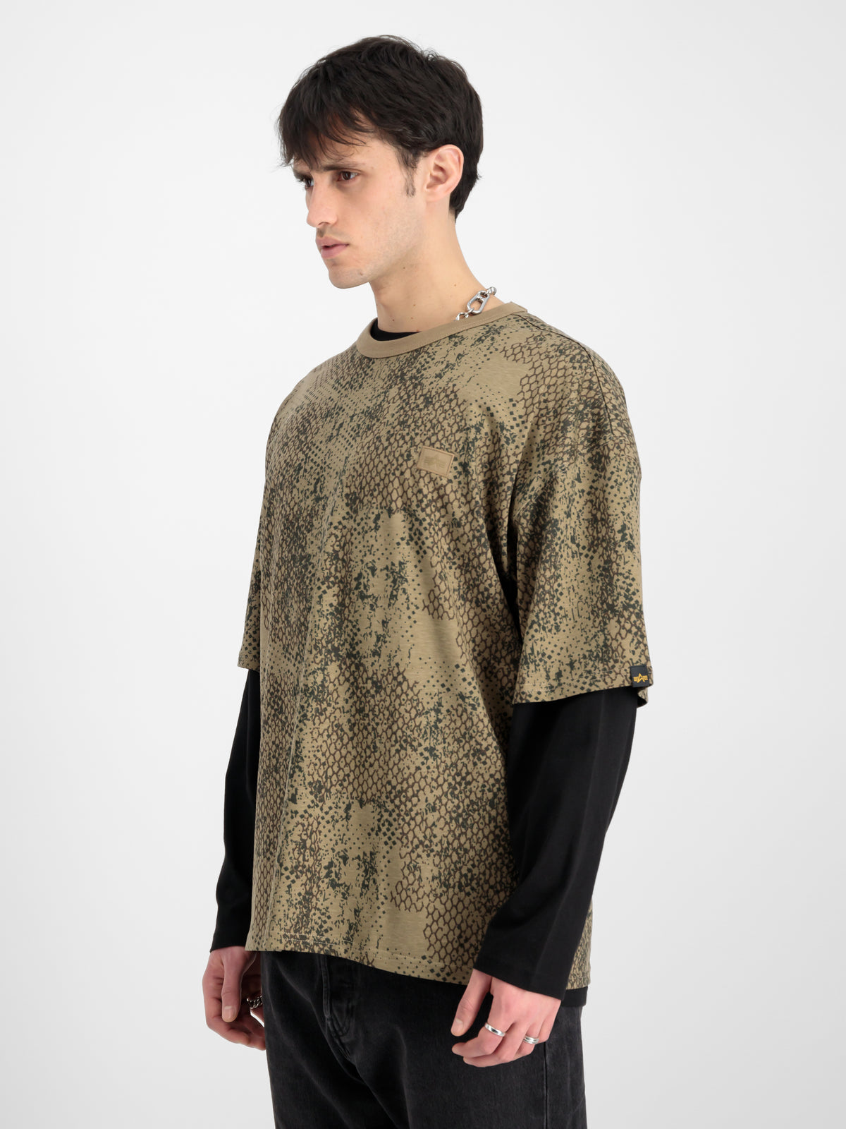 Alpha Essentials Rubber Logo Camo Oversized T-Shirt