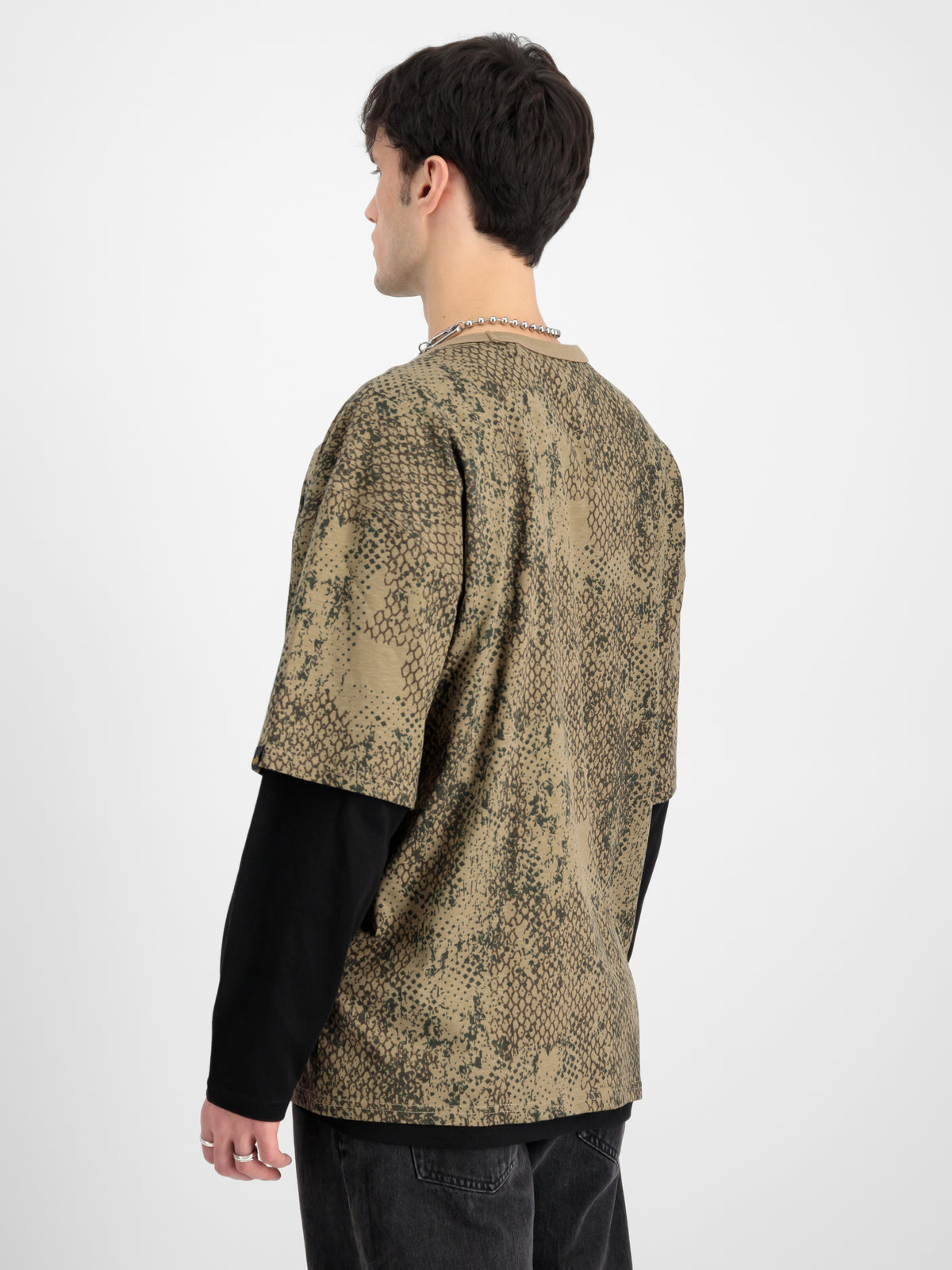 Alpha Essentials Rubber Logo Camo Oversized T-Shirt