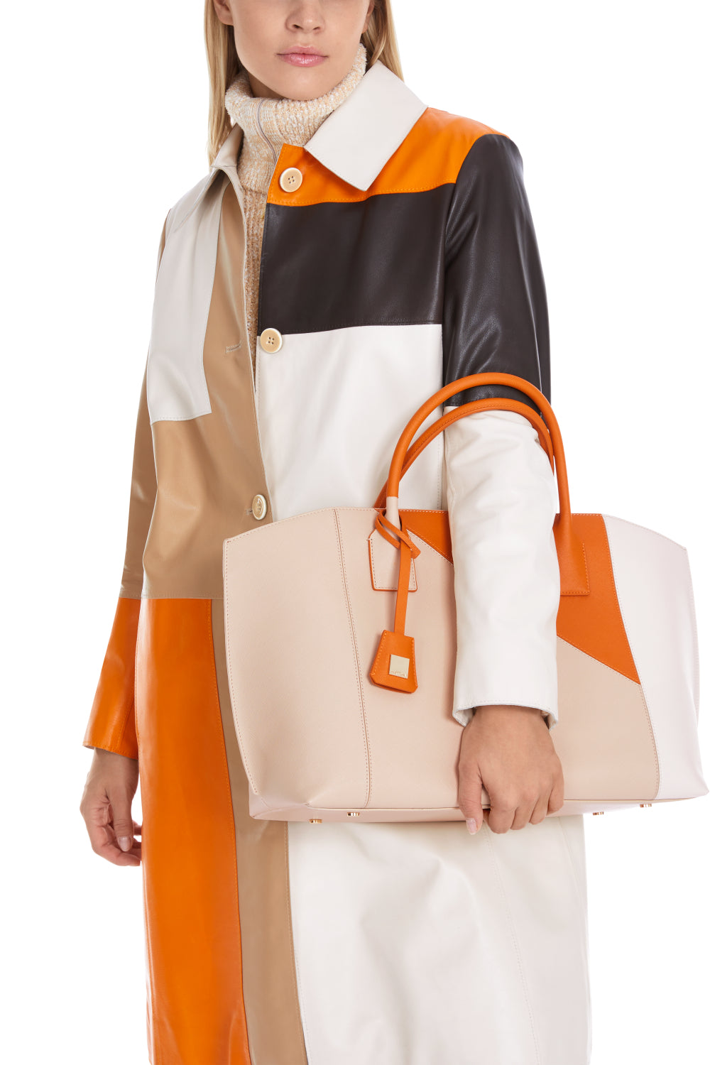 Henkeltasche-Taschen-Marc Cain-OUTLET-N1-bright pumpkin-ARCHIVIST-ARCHIVE-SALE