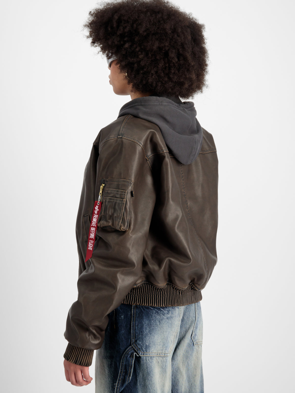 MA-1 Faux Leather Vintage Bomber Jacket Women